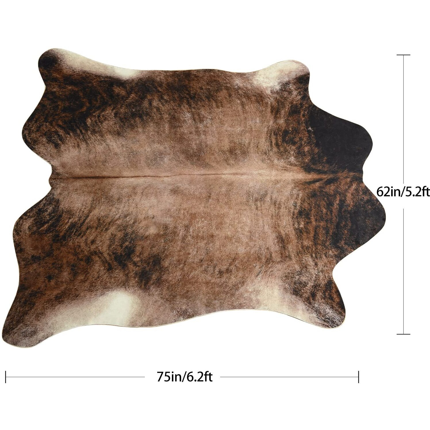 Easycozy Faux Cowhide Rug Large Cow Print Rug 5.2 X 6.2 Feet Thickened Elastic Cowhide Rug For Bedroom Living Room Home Office Western Decor