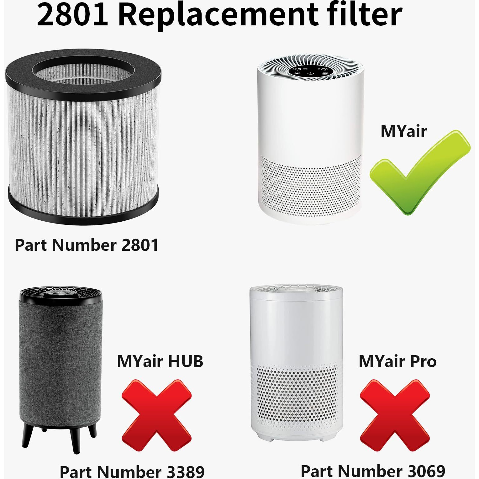 Fmdzfl 2801 Air Filter Replacement Bundle Compatible With Bissell Myair Personal Purifier Models  2780A, 2780P, 2780B, 27809, 3329 (Pack Of 2)
