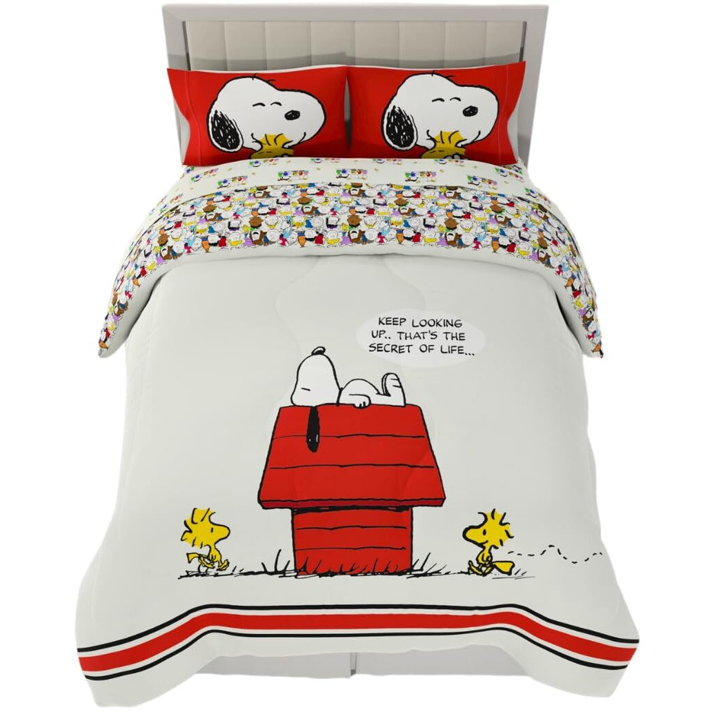 Franco Peanuts & Snoopy Classic Pals Super Soft Comforter And Sheet Set, 5 Piece Queen Size, (Official Licensed Product) Collectibles