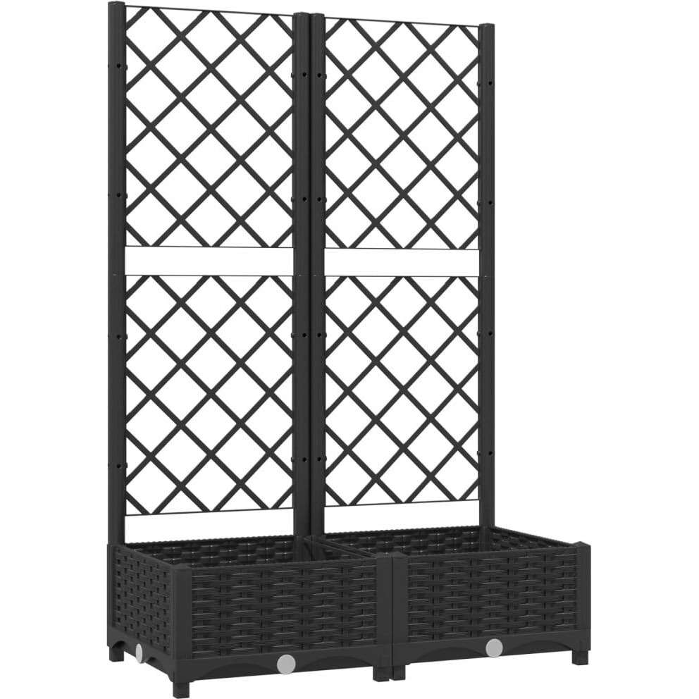 Vidaxl Garden Planter With Trellis Black 31.5X15.7X47.8 Pp