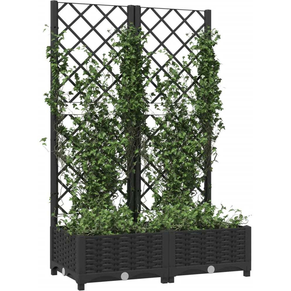 Vidaxl Garden Planter With Trellis Black 31.5X15.7X47.8 Pp