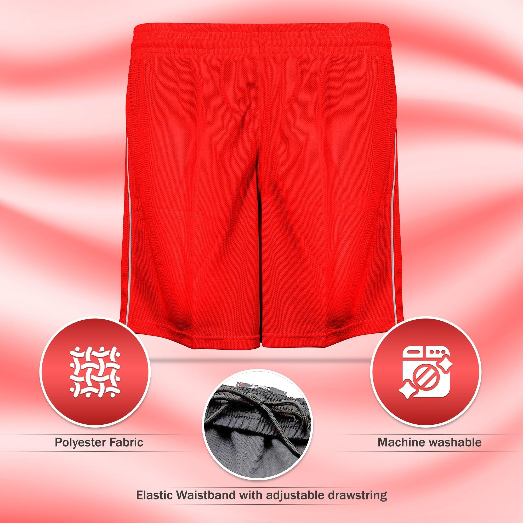 Vizari Kids Dynamo Soccer Shorts | For Boys And Girls (Red, Youth Xl)