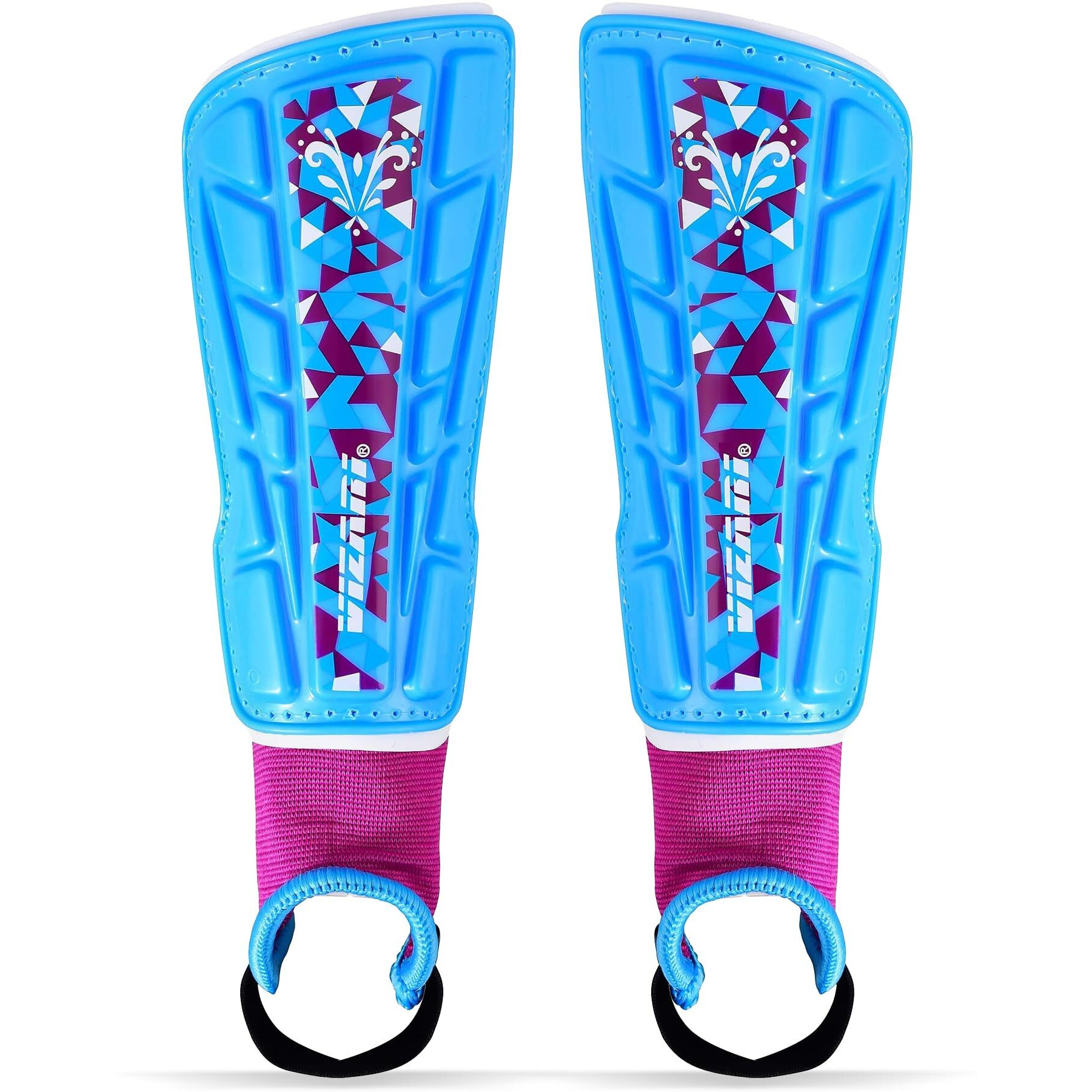 Vizari Frost Soccer Shin Guards - Unique Graphic Lightweight Pp Shell - Hard Shell Protection - Foam-Padded Football Shin Pads For Comfort - Adult And Kids Soccer Shin Guards With Adjustable Straps