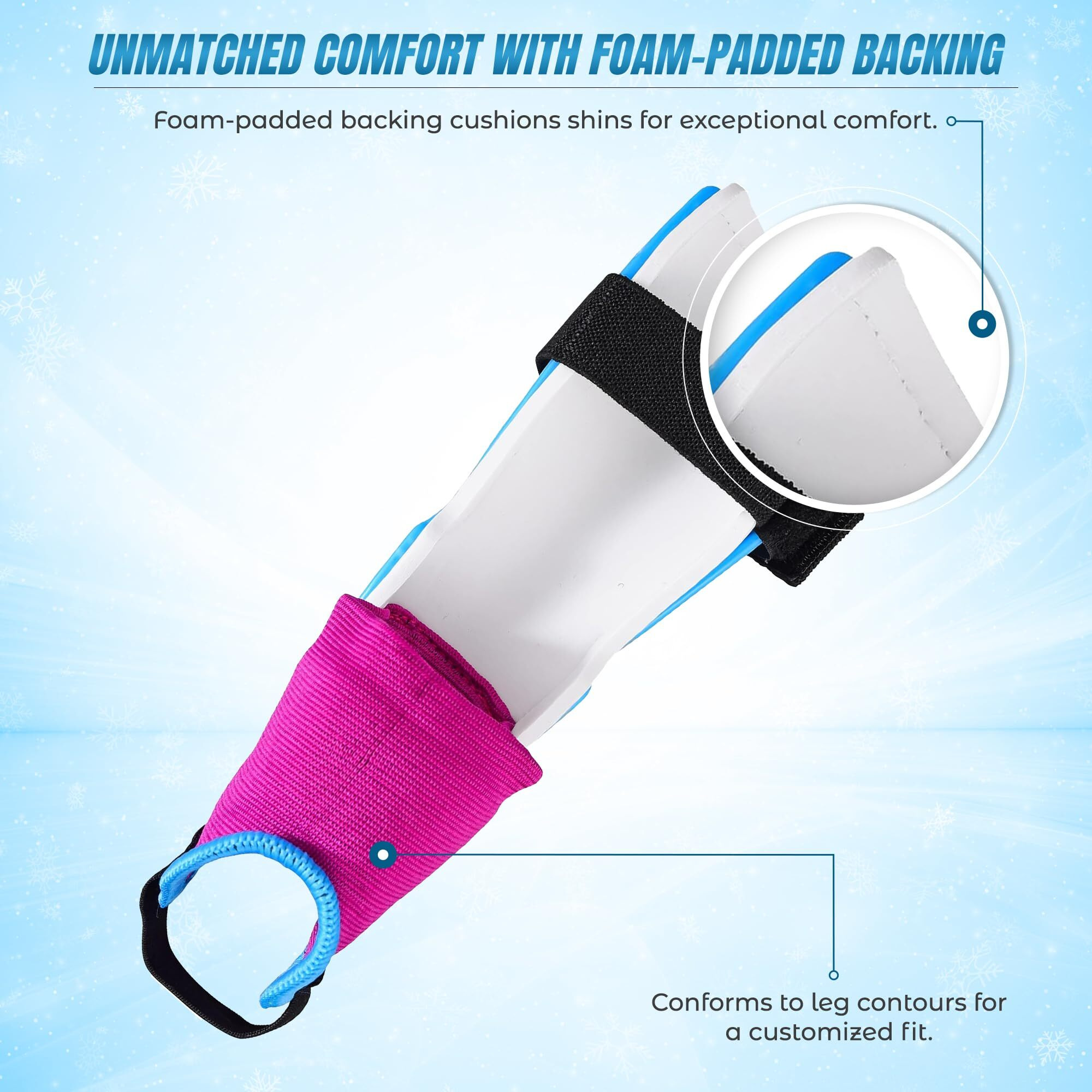 Vizari Frost Soccer Shin Guards - Unique Graphic Lightweight Pp Shell - Hard Shell Protection - Foam-Padded Football Shin Pads For Comfort - Adult And Kids Soccer Shin Guards With Adjustable Straps