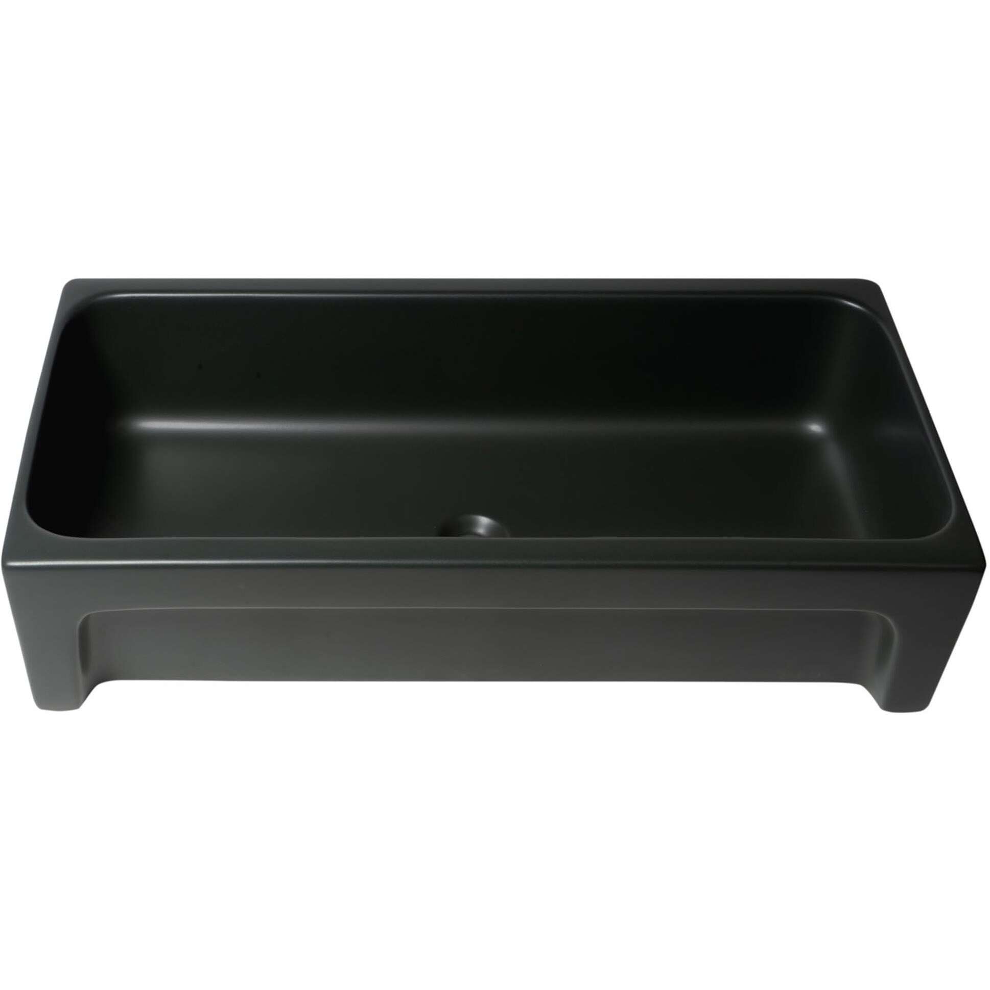 Alfi Brand Ab36Trbm 36"" Black Matte Above Mount Fireclay Bathroom Trough Sink
