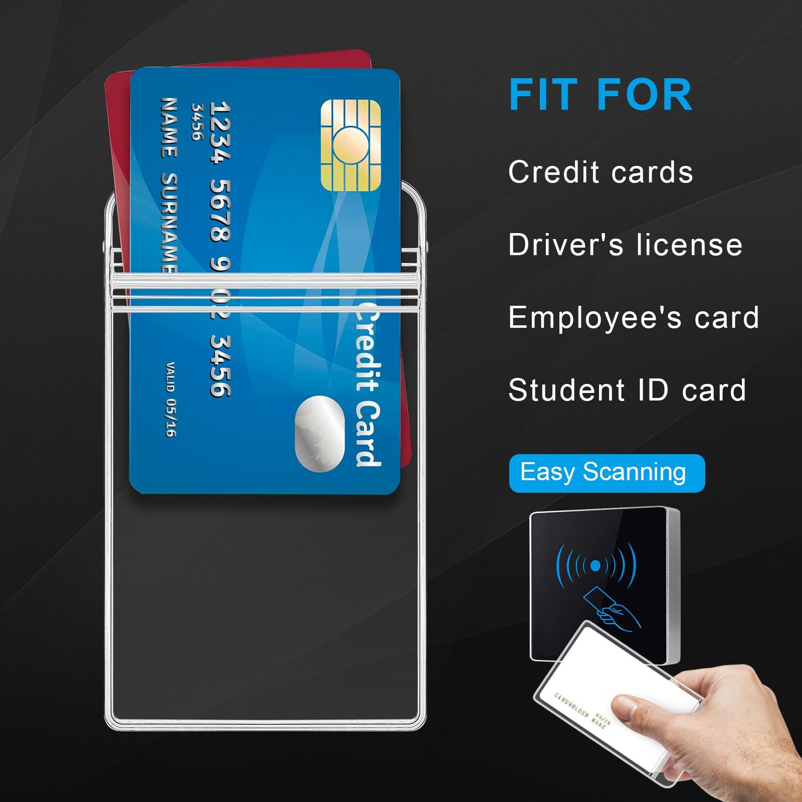 Ktrio 50 Pcs Clear Id Card Badge Holders With Waterproof Resealable For Nurses, Office And School - Vertical