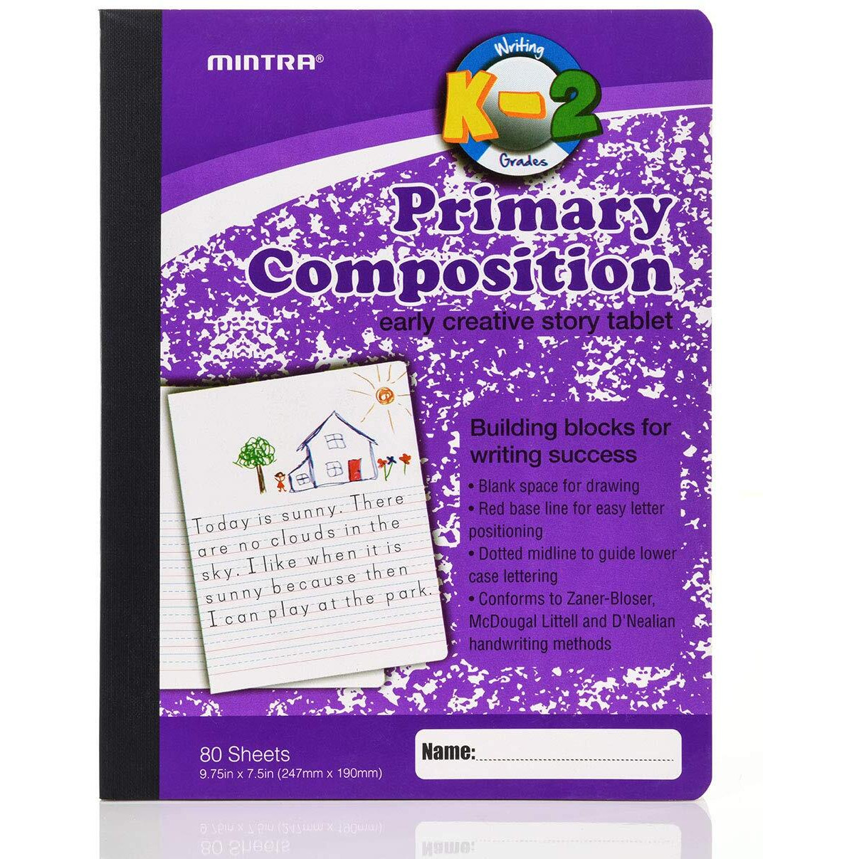 Mintra Office Primary Composition Books (4 Pack, Primary Ruled - Assorted)