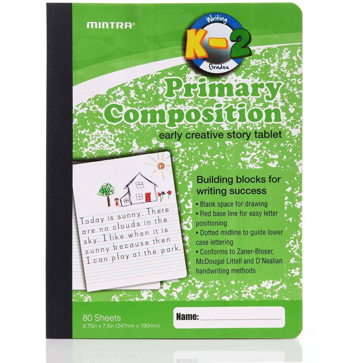 Mintra Office Primary Composition Books (4 Pack, Primary Ruled - Assorted)