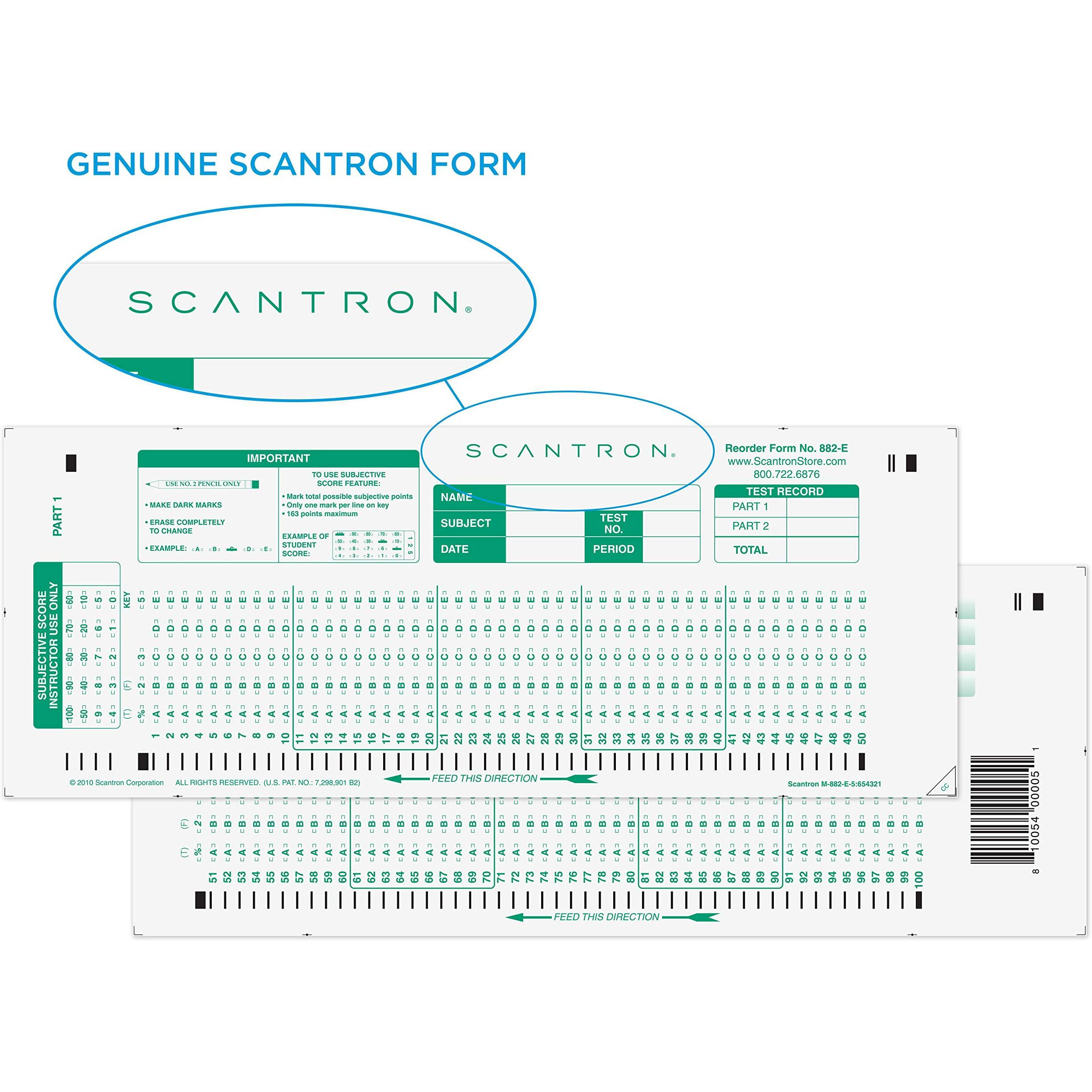 Official Scantron Brand 882-E Answer Sheet (50 Pack)