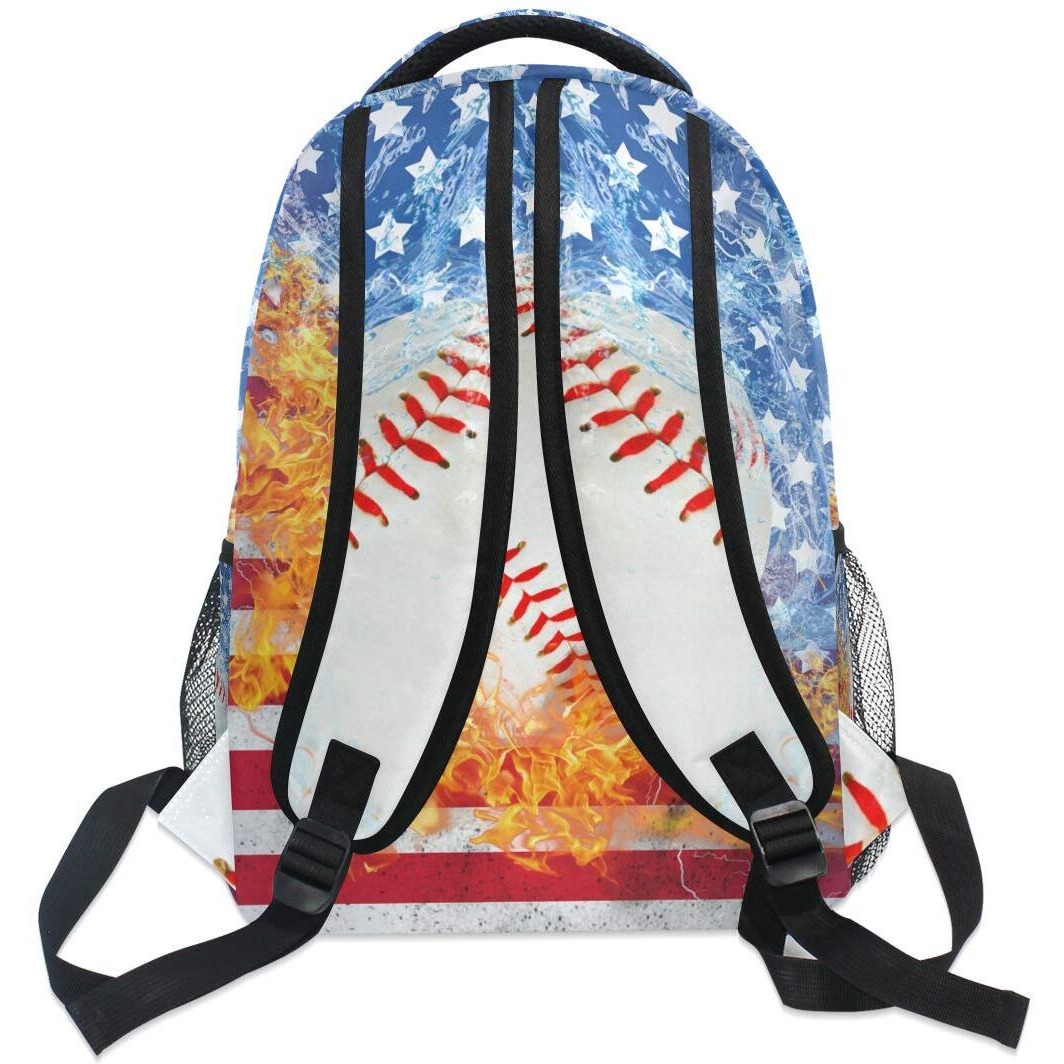 Zoeo Blue Baseball Bookbags Chic 3Th 4Th 5Th Grade School Backpacks Travel Laptop Daypack Bag Purse For Girls Boys Teens
