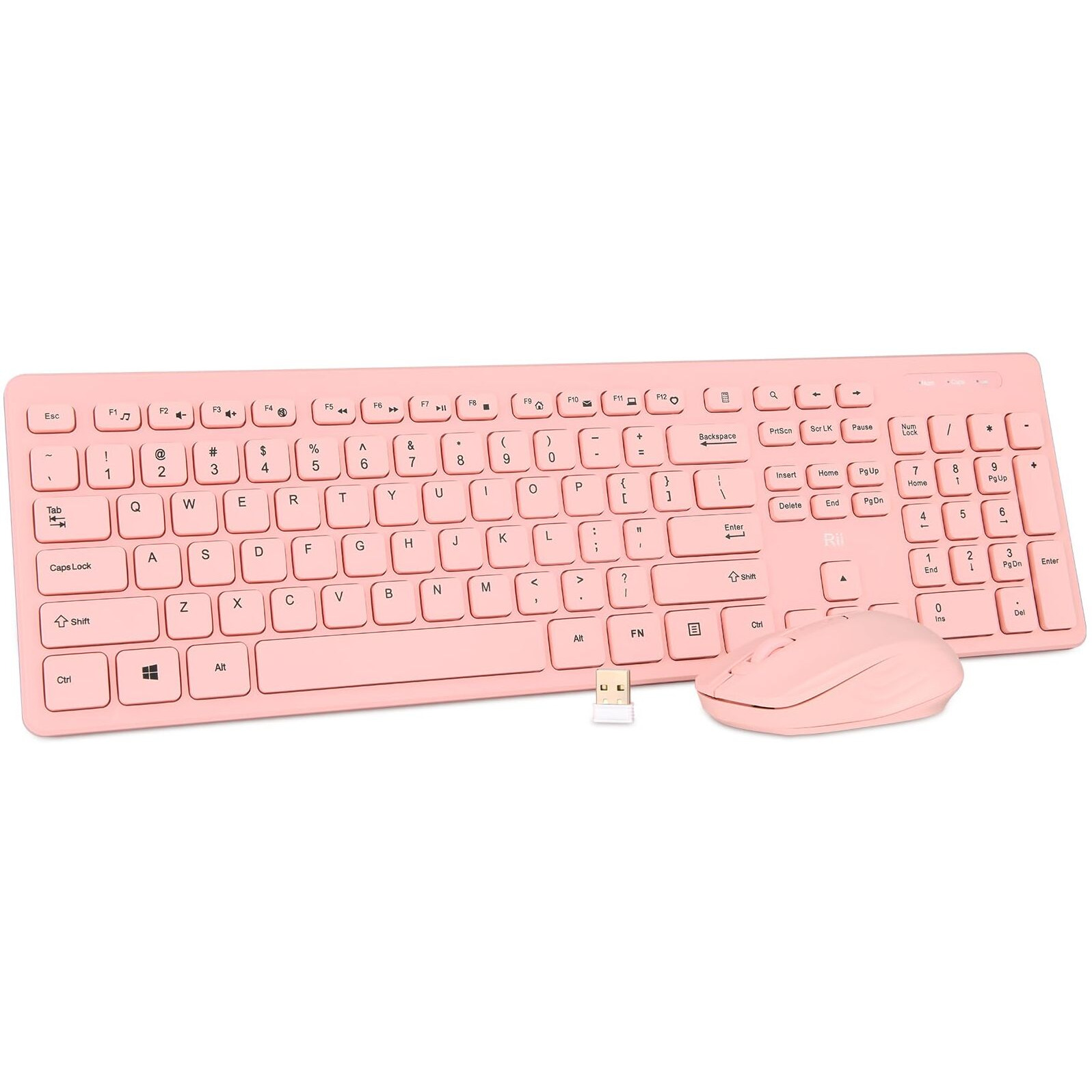 Wireless Keyboard And Mouse Combo - Rii Standard Office Pc Keyboard And Optical Wireless Mice (Pink)