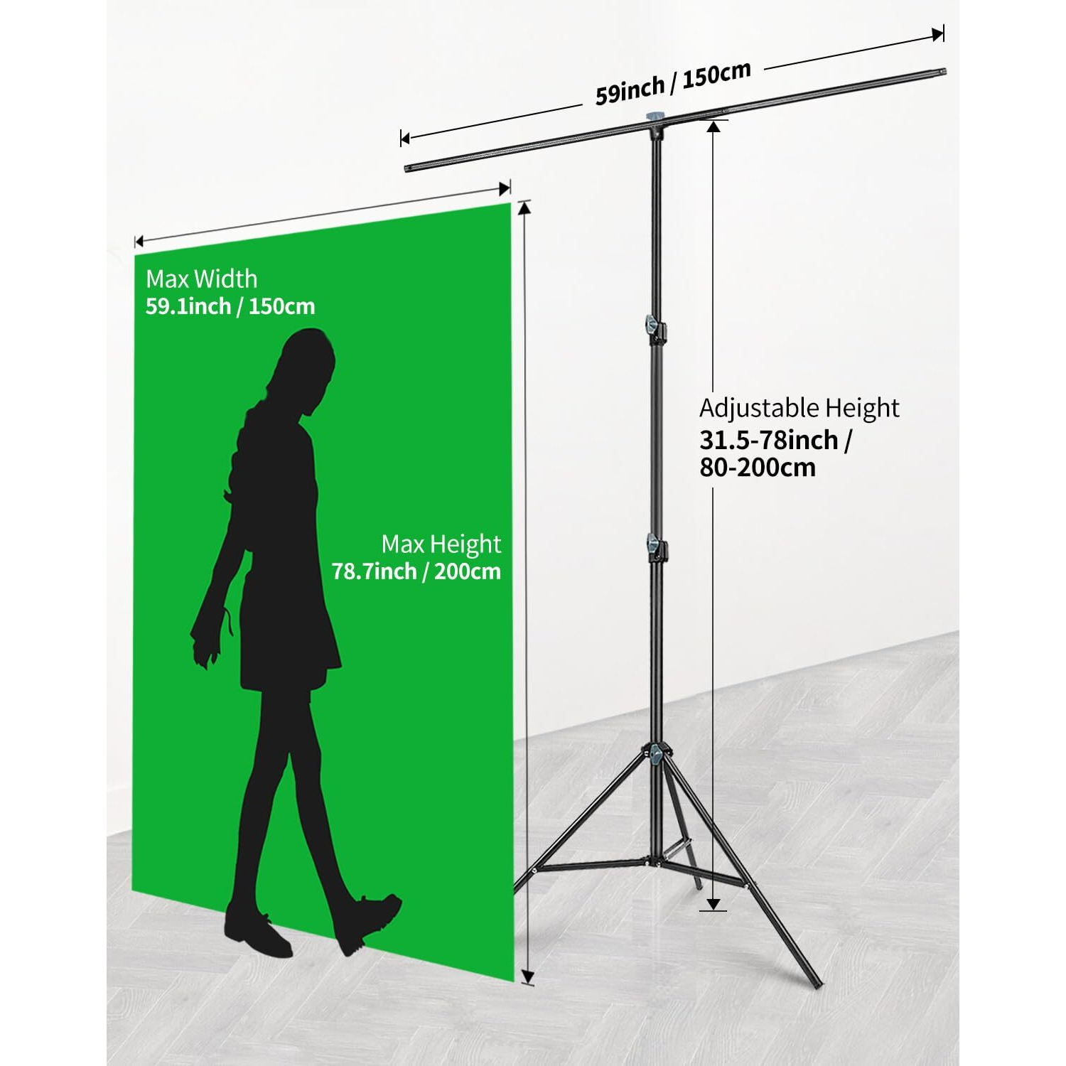 Green Screen Stand Kit, Hemmotop 5X6.5 Ft Green Screen Backdrop With Stand For Streaming,Gaming,Zoom,Portable Greenscreen Background Sheet With Stand With Clips & Carrying Bag
