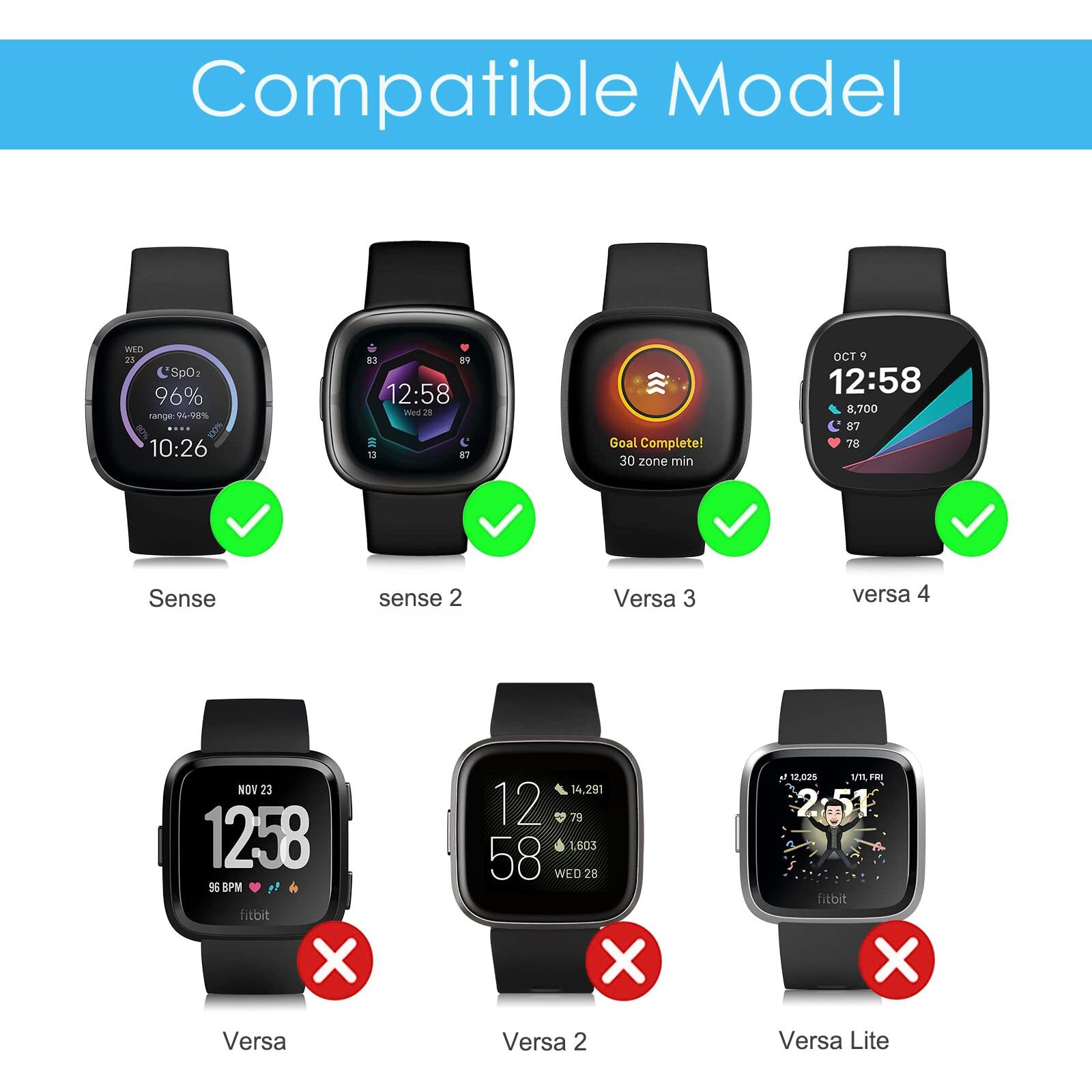 Fintie Elastic Band Compatible With Fitbit Versa 4 / Fitbit Sense 2 Bands/Fitbit Versa 3 / Fitbit Sense Bands, Soft Nylon Stretch Strap Replacement Accessories Wristband, Black