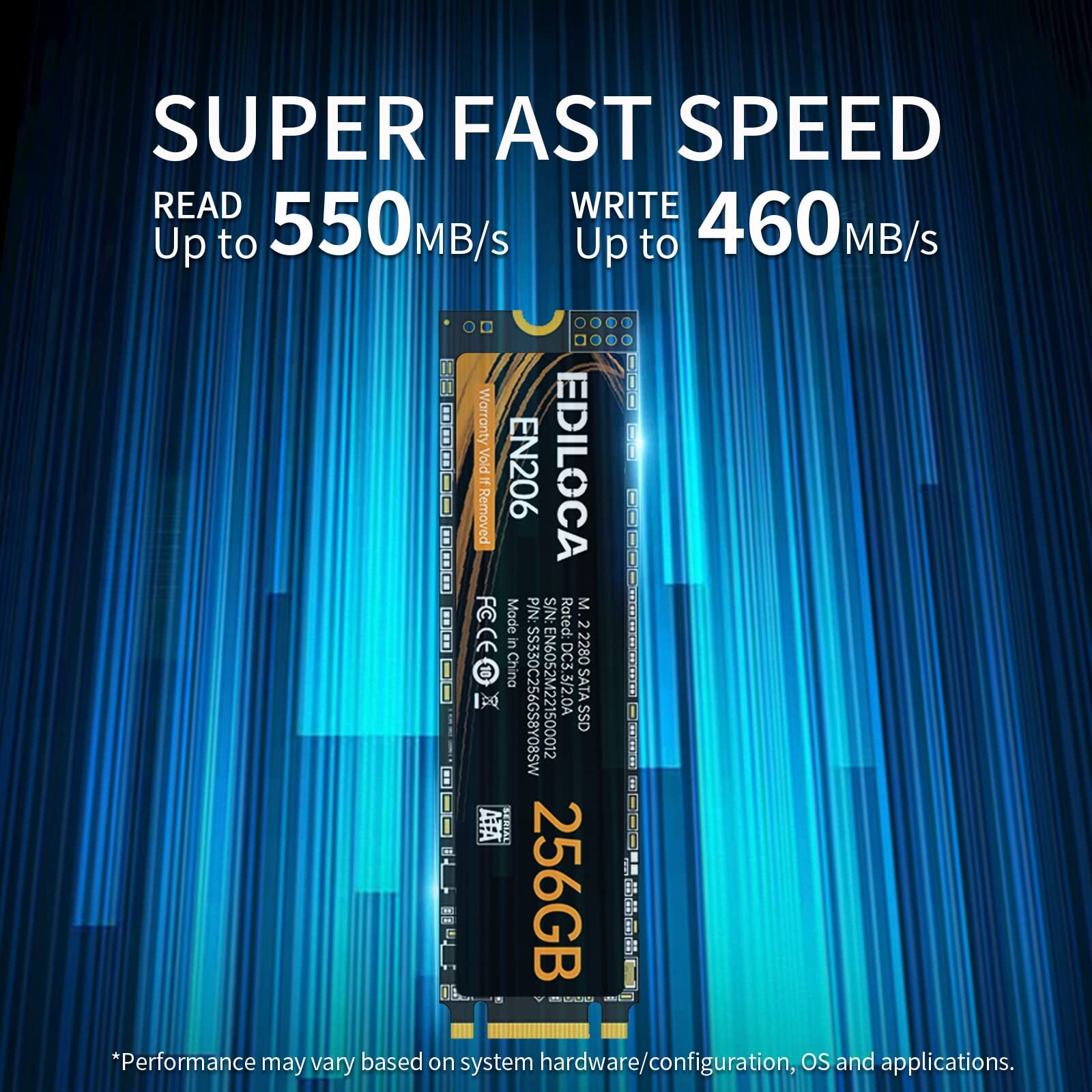 Ediloca En206 256Gb 3D Nand Tlc M.2 Ssd, M.2 2280 Sata Iii 6Gb/S Ssd Internal Hard Drive, Read/Write Speed Up To 550/460 Mb/S, Compatible With Ultrabooks, Tablet Computers And Mini Pcs