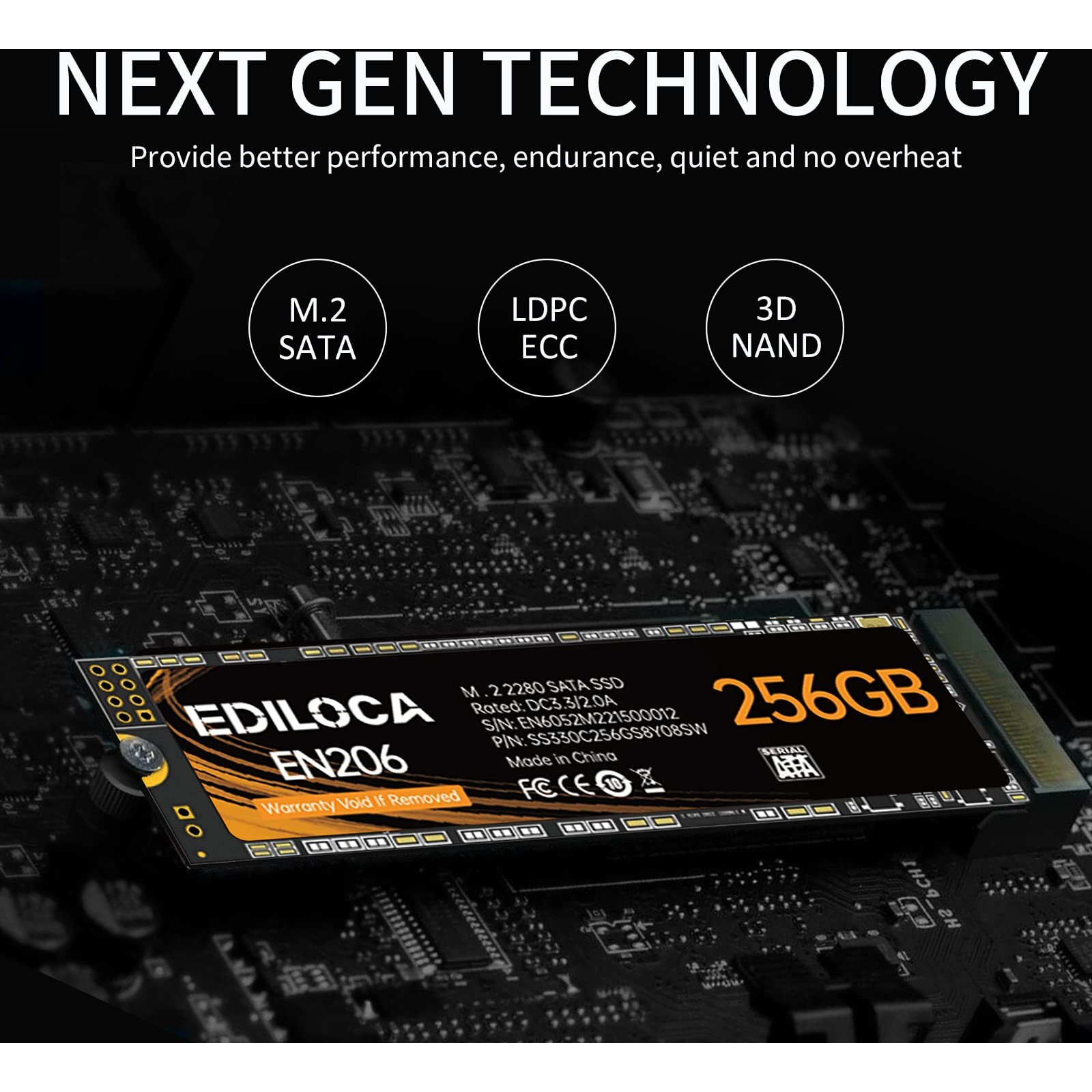 Ediloca En206 256Gb 3D Nand Tlc M.2 Ssd, M.2 2280 Sata Iii 6Gb/S Ssd Internal Hard Drive, Read/Write Speed Up To 550/460 Mb/S, Compatible With Ultrabooks, Tablet Computers And Mini Pcs