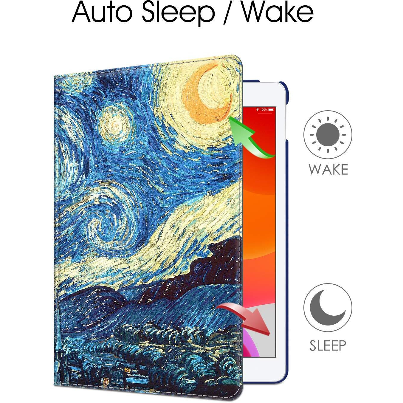 Fintie Rotating Case For Ipad 9Th Generation (2021) / 8Th Generation (2020) / 7Th Gen (2019) 10.2 Inch - 360 Degree Rotating Stand Cover With Pencil Holder, Auto Wake Sleep, Starry Night