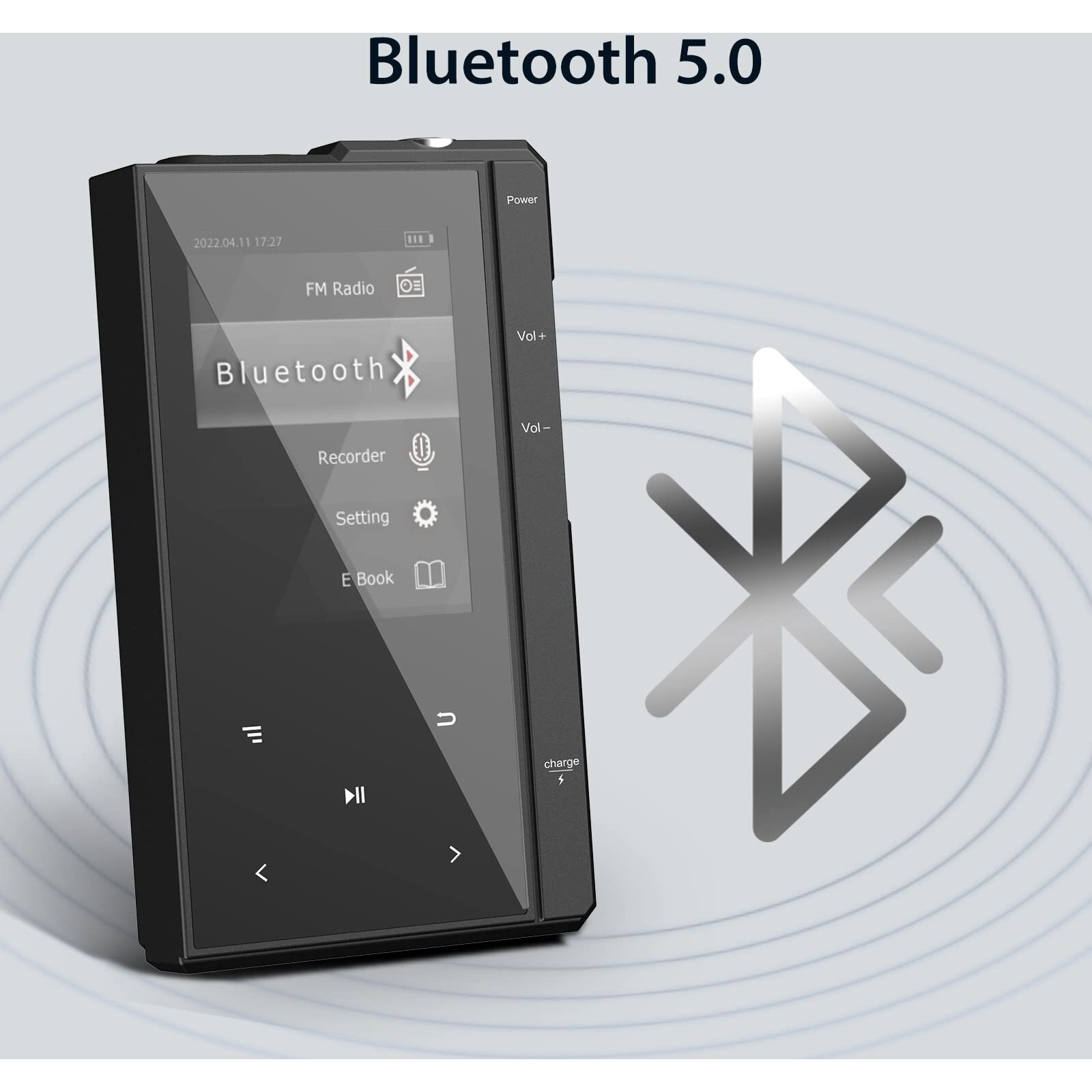 32Gb Mp3 Player With Bluetooth 5.0, Phinistec Z6 Digital Audio Player With Loud Speaker, 2.4 Ips Super Battery Life Music Player With Fm Radio, E-Book, Music Alarm Support Up To 256Gb