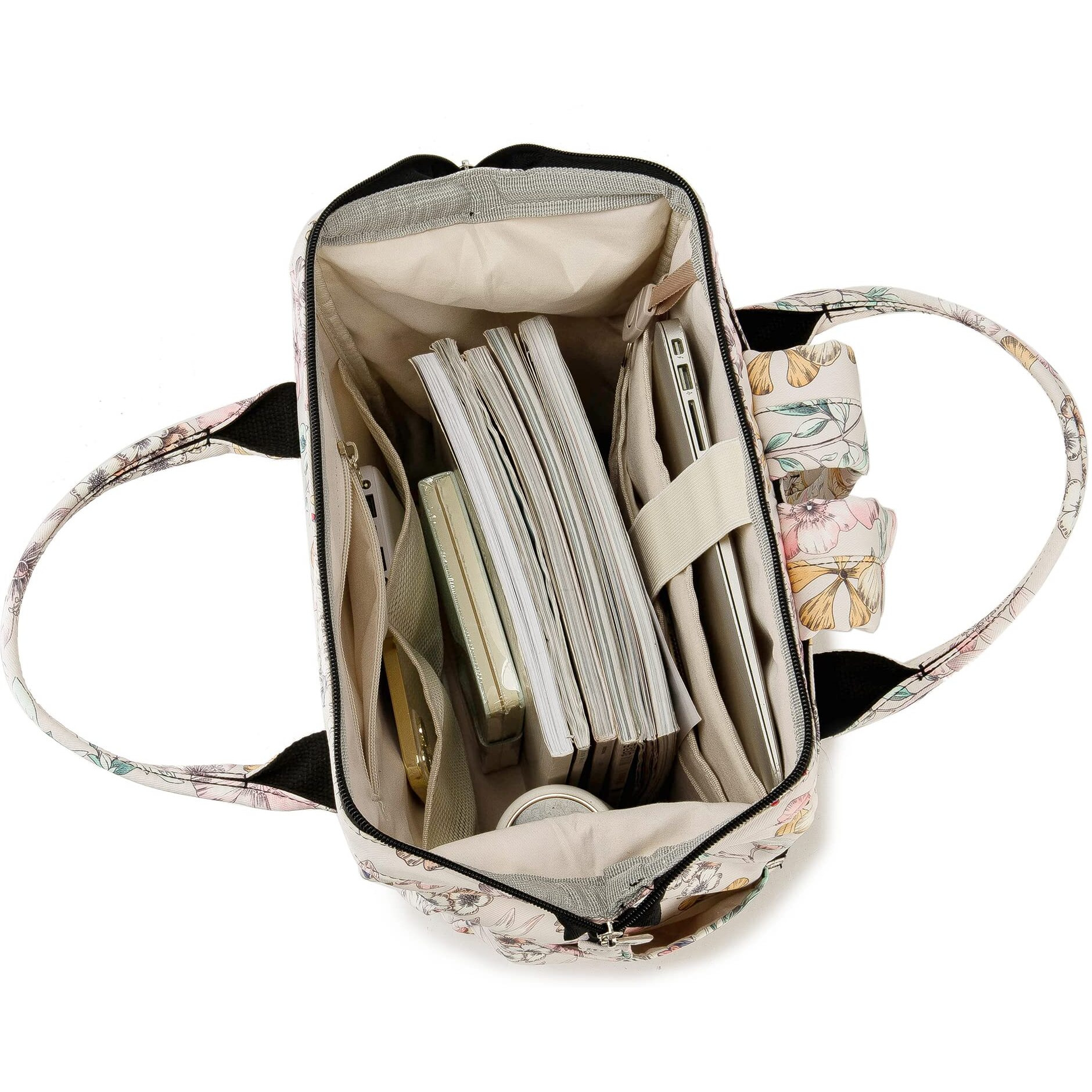 Kinmac Wide Open Style Laptop Backpack For Laptop Up To 15.6 Inch Men Women Travel Outdoor Backpack (Floral)