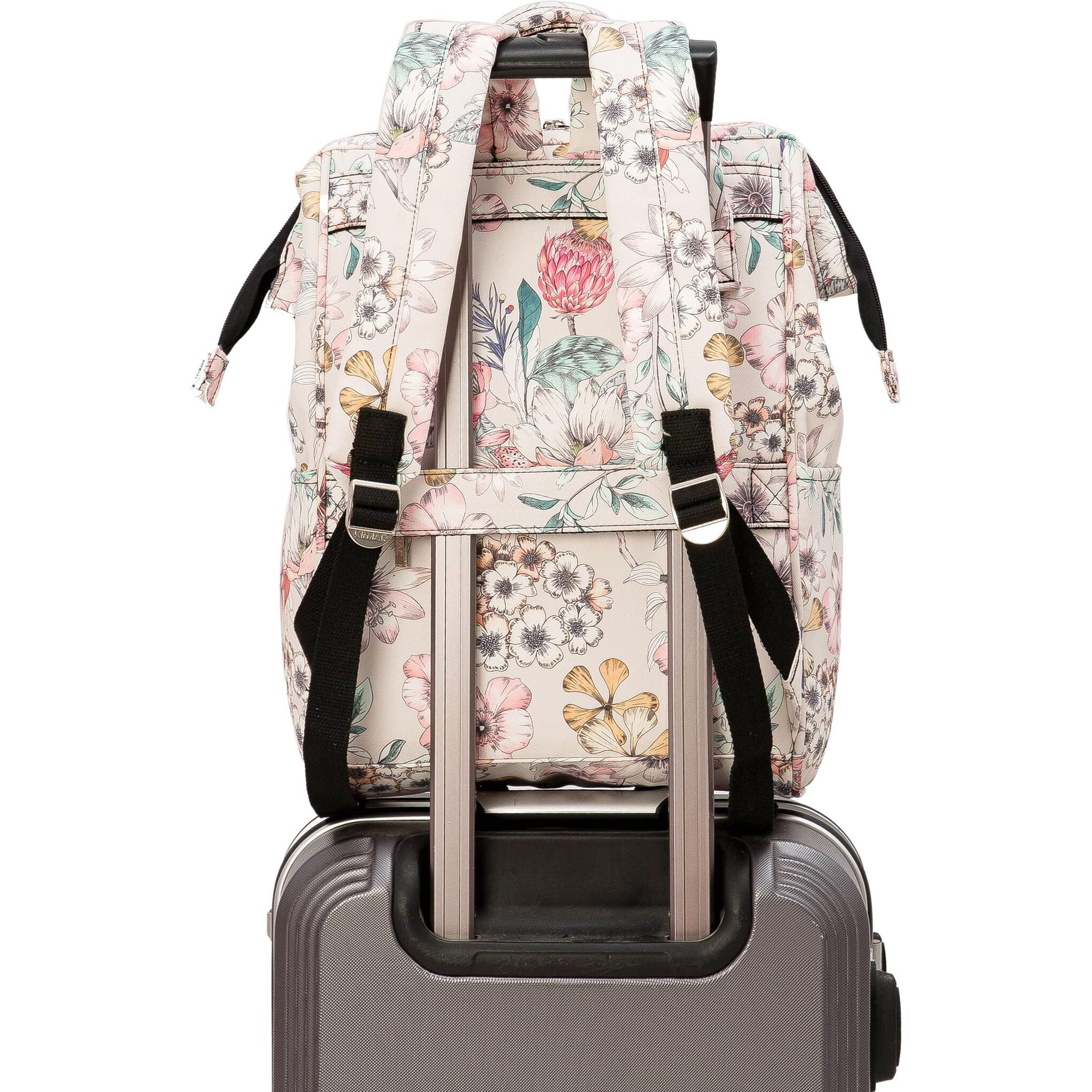 Kinmac Wide Open Style Laptop Backpack For Laptop Up To 15.6 Inch Men Women Travel Outdoor Backpack (Floral)