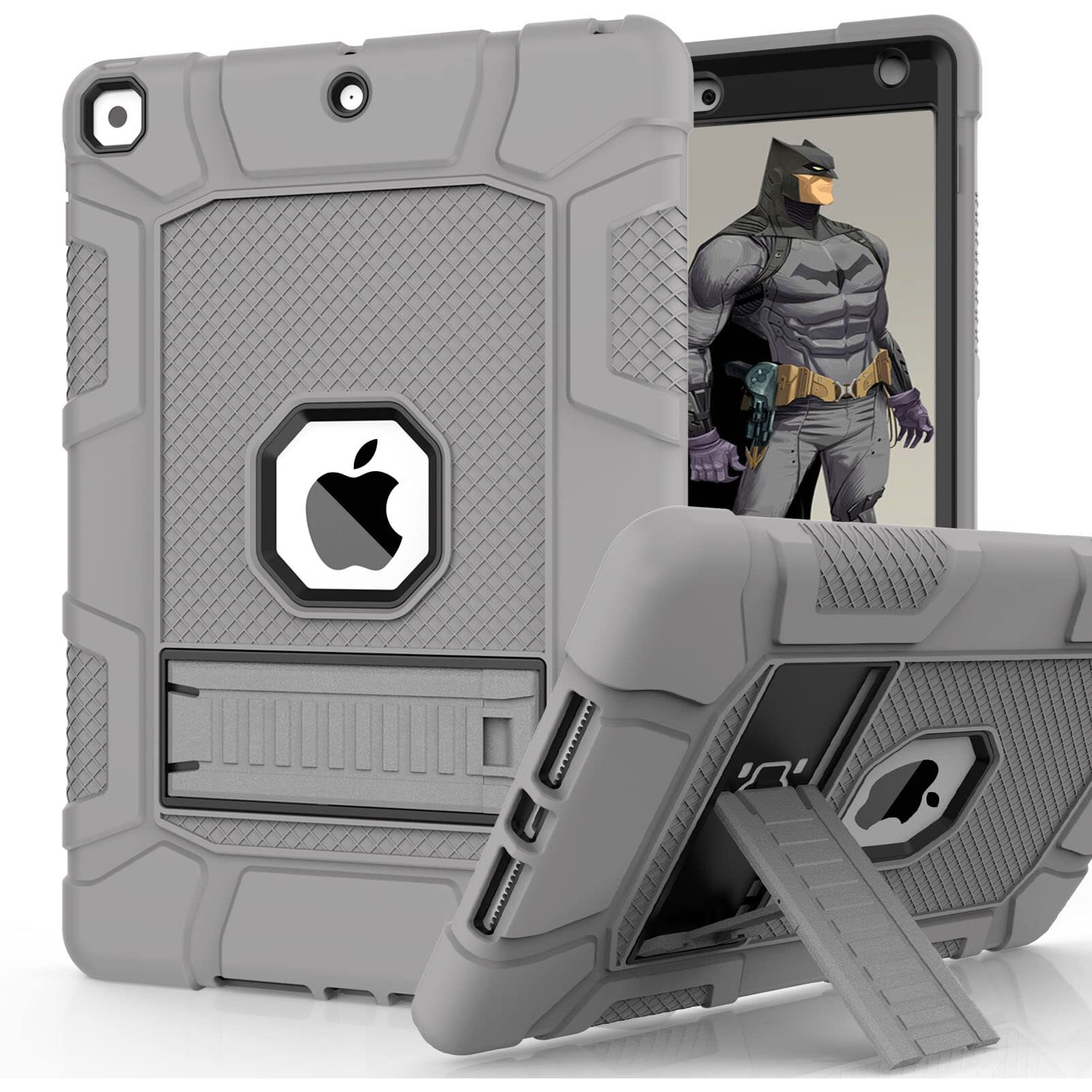Rantice Ipad 9Th Generation Case, Ipad 8Th Generation Case, Ipad 7Th Generation Case, Hybrid Shockproof Rugged Drop Protection Cover With Kickstand For Ipad 10.2'' 2021/2020/2019 Released (Gray+Black)