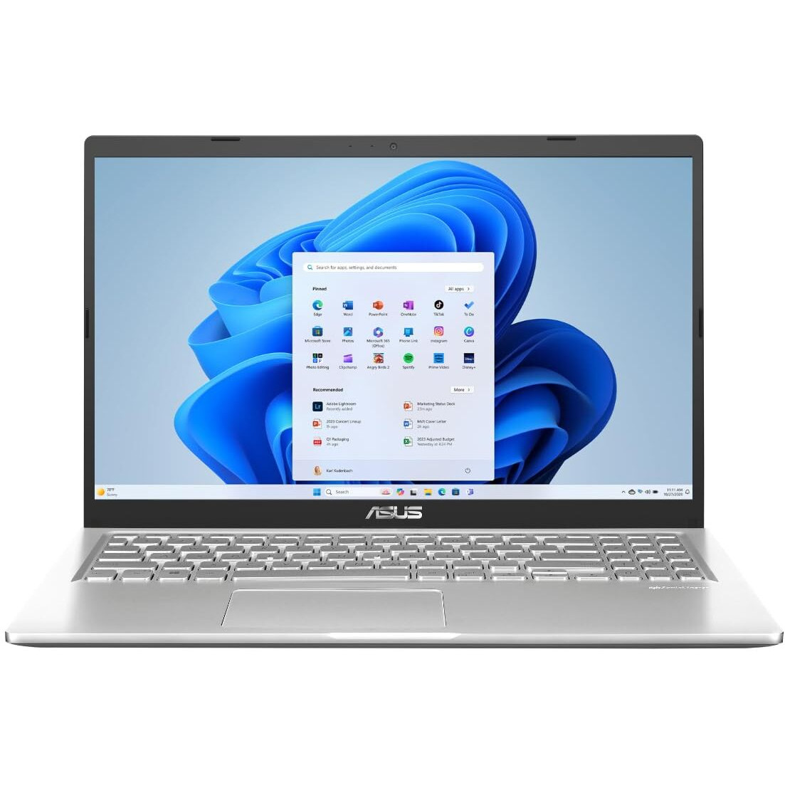 Asus Vivobook 15.6    Fhd Laptop, Amd Ryzen 3 3250U, 8Gb Ram, 128Gb Ssd, Windows 11 Home, Transparent Silver, M515Da-Ws33