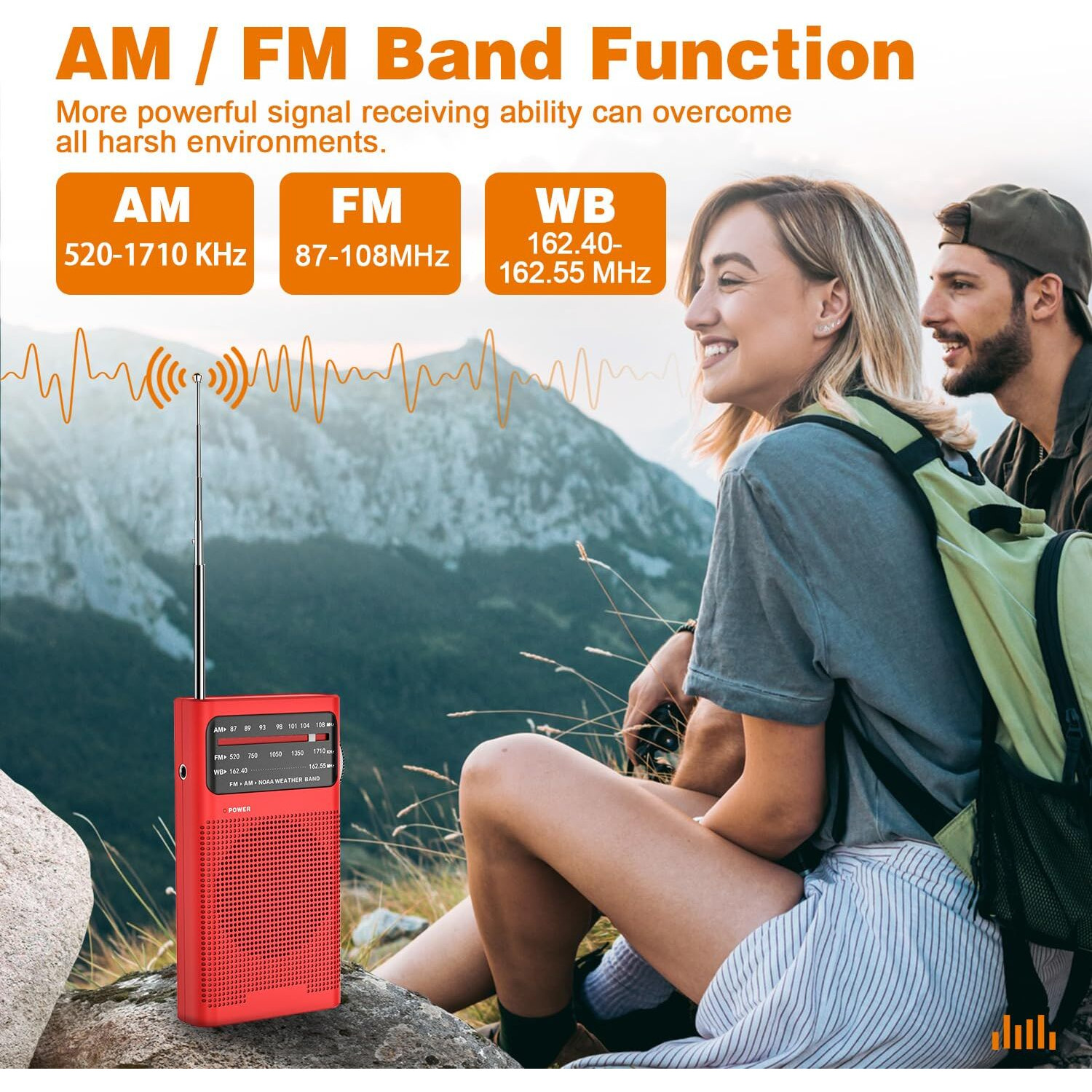 Goodes Noaa Weather Radio Am Fm, Transistor Radio With Loud Speaker, Headphone Jack, 2Aa Battery Operated Radio For Long Range Reception, Portable Radio For Indoor, Outdoor And Emergency Use-Red