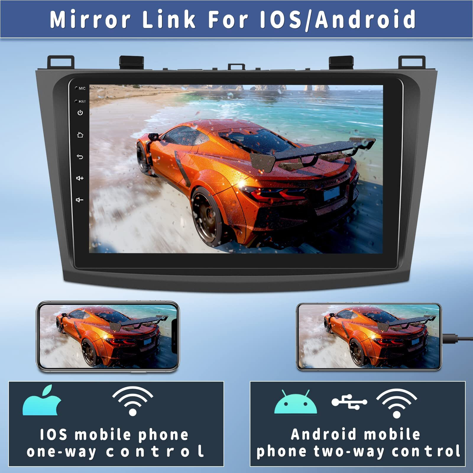 Android 13 Car Stereo For Mazda 3 2009-2013,9 Inch Touchscreen Car Radio Android Head Unit With Mirror Link Gps Wifi Bluetooth Fm/Rds Radio Swc Dual Usb/Aux-In+Backup Camera[1+32G]