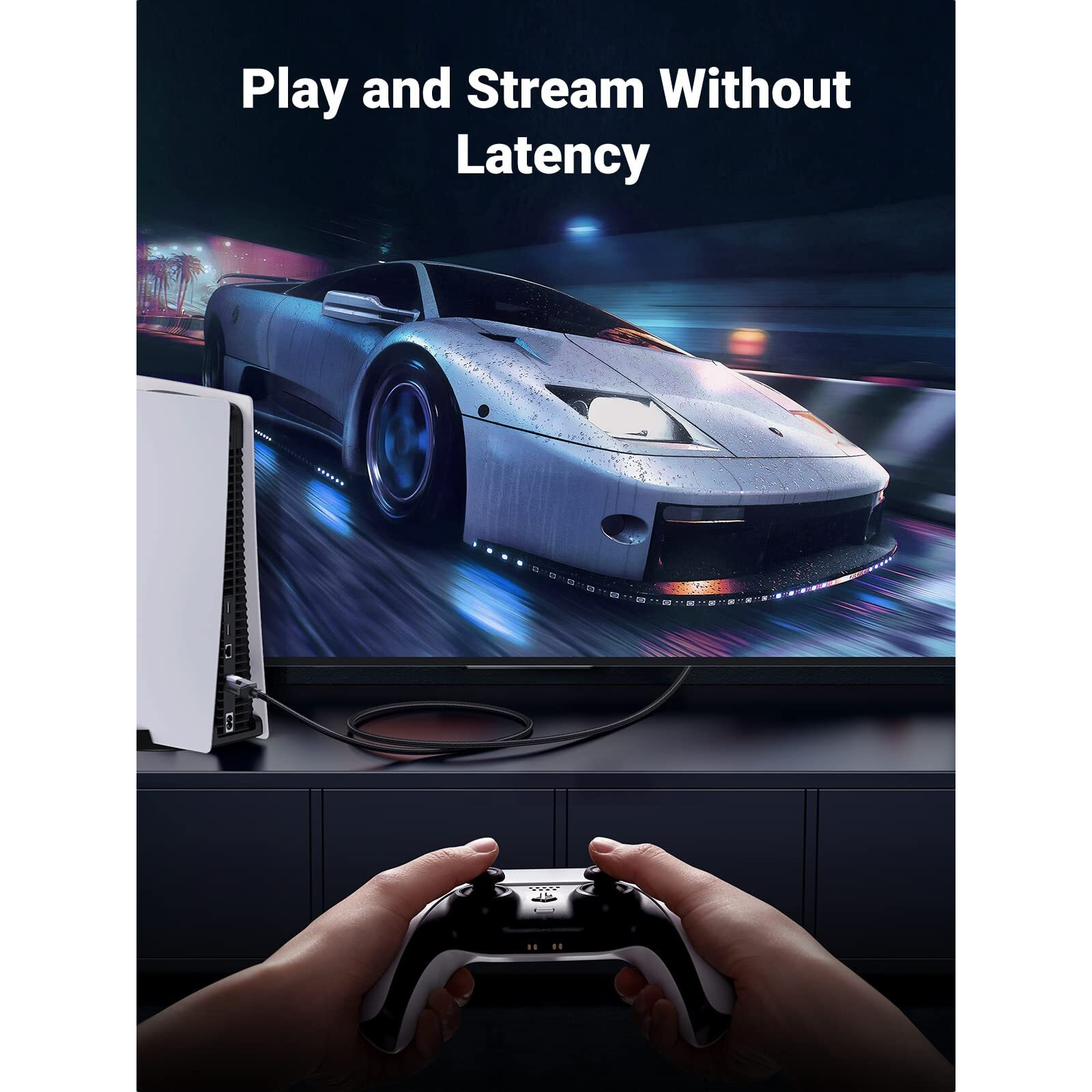 Ugreen Cat 8 Ethernet Cable 50Ft, High Speed Braided 40Gbps 2000Mhz Network Cord Cat8 Rj45 Shielded Indoor Heavy Duty Lan Cables Compatible For Gaming Pc Ps5 Ps4 Ps3 Xbox Modem Router 50Ft