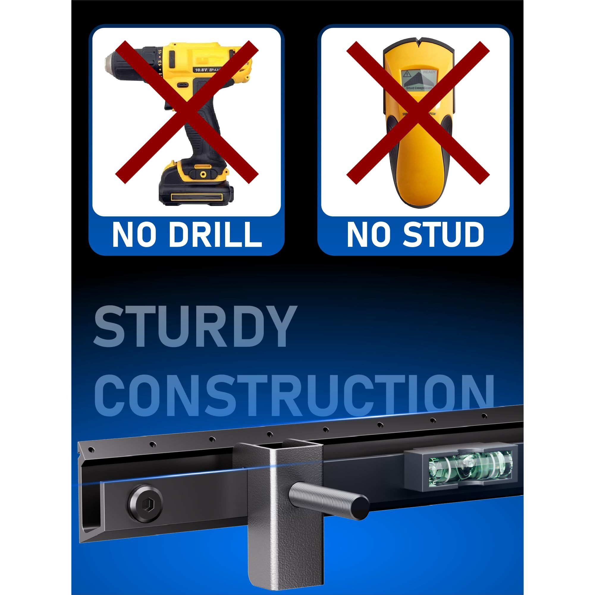 No Stud Tv Wall Mount,No Drill Tv Mount For 22-55 In,Drywall Studless Tv Wall Mount With Clear Instructions,Low Profile Tv Mount With Sturdy Design,Easy To Install For Bedroom,Living Room