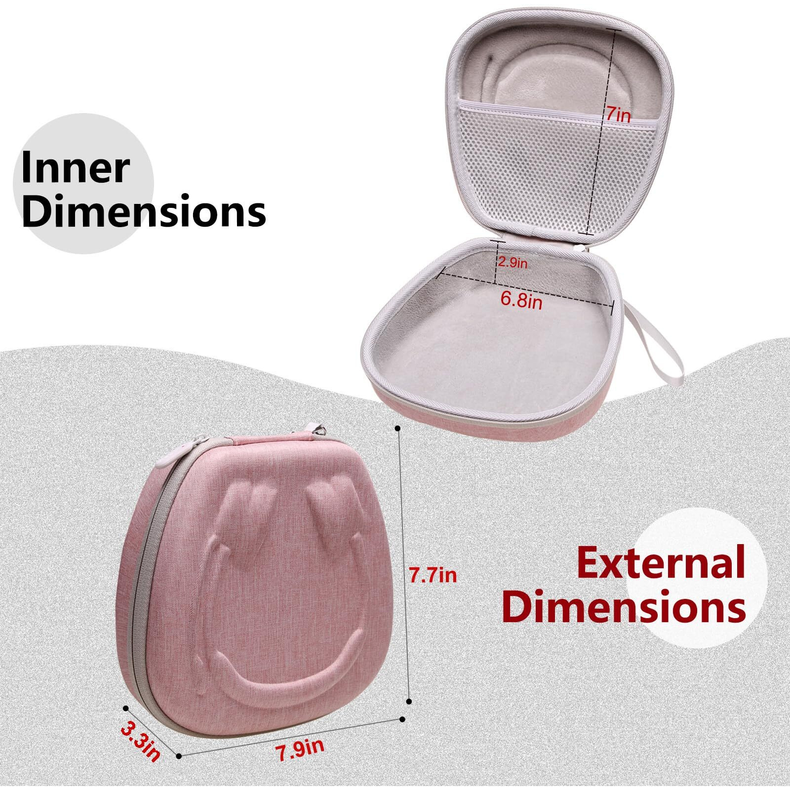 Ltgem Hard Headphone Case For Logitech H390, H430, H570E, Zone 300, Zone 301 Or Jlab Go Work, Jiamqishi, Eaglend Headset - Pink+Grey