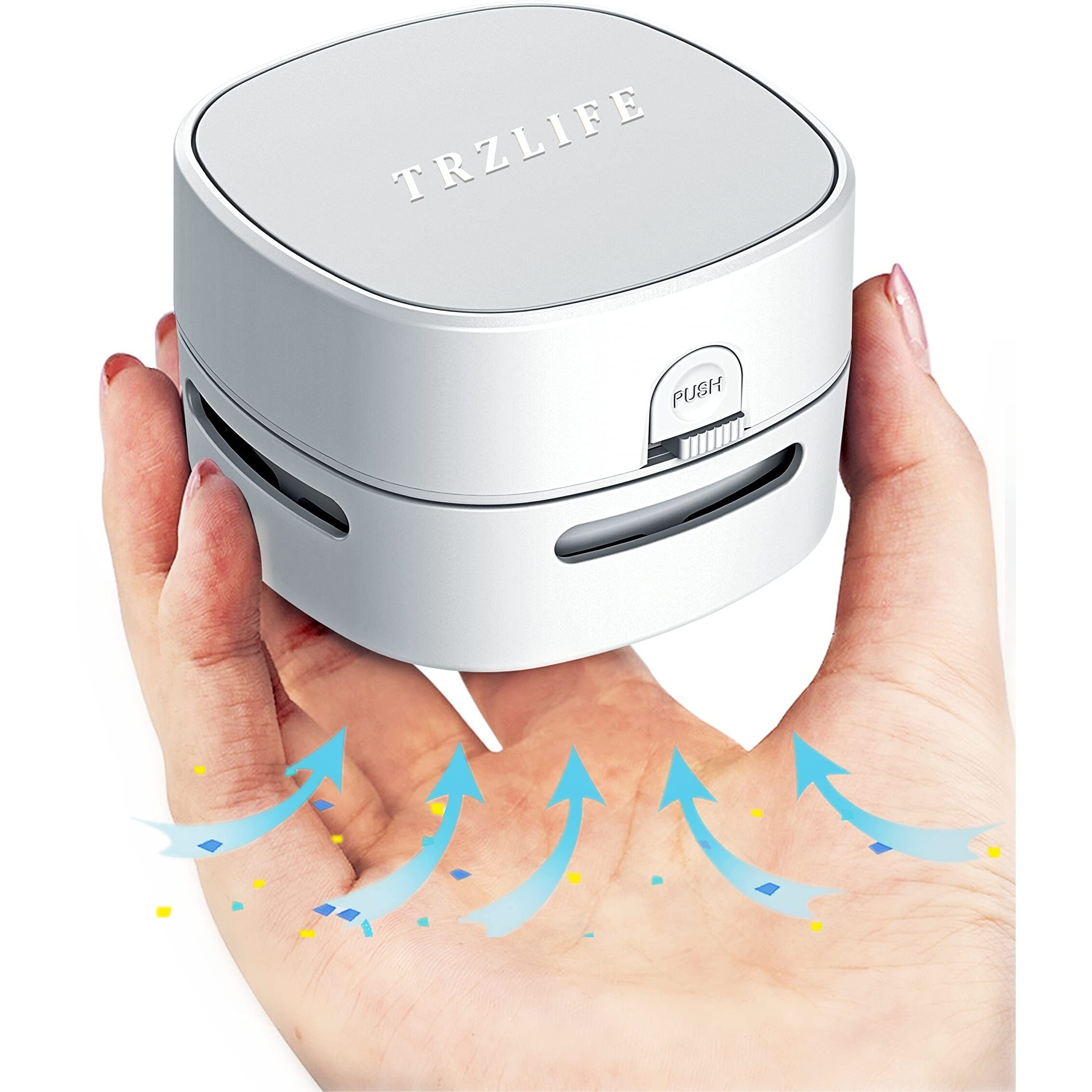 Trzlife Desk Vacuum, Upgraded Version Of Mini Desk Vacuum Cleaner Aa Battery More Durable Desk Accessory Sucks Tiny Items And Crumbs On Desktop Drawer Countertop Ideal Tech White Elephant Gift