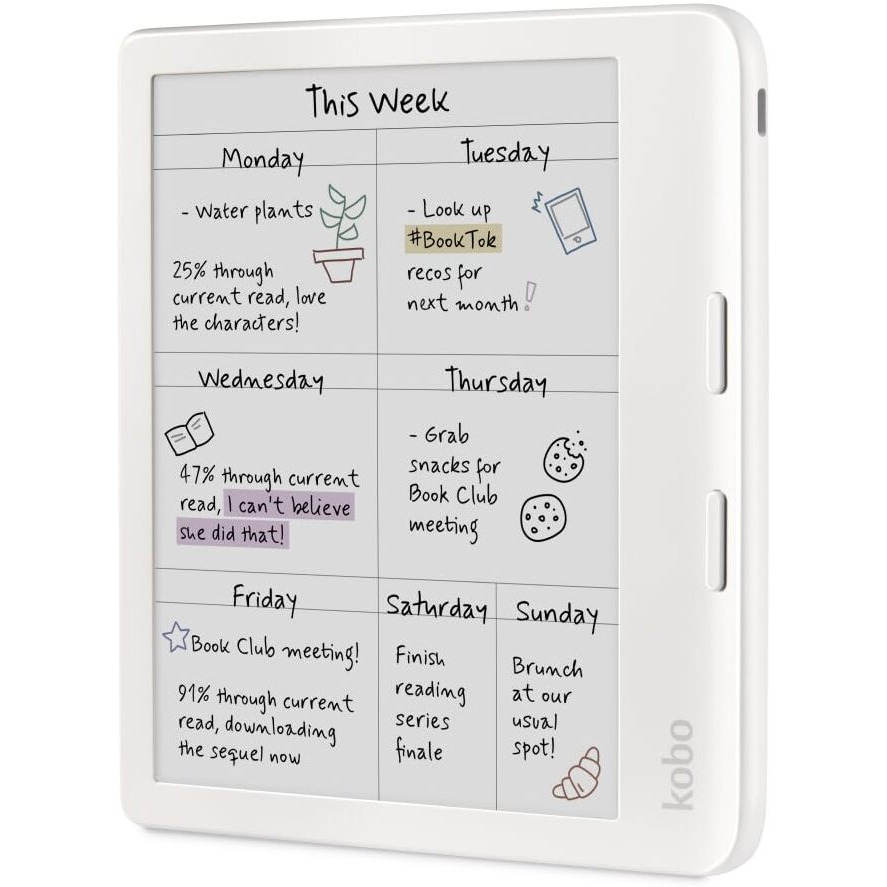 Kobo Libra Colour | Ereader | 7    Glare-Free Colour E Ink Kaleido 3 Display | Dark Mode Option | Audiobooks | Waterproof | White