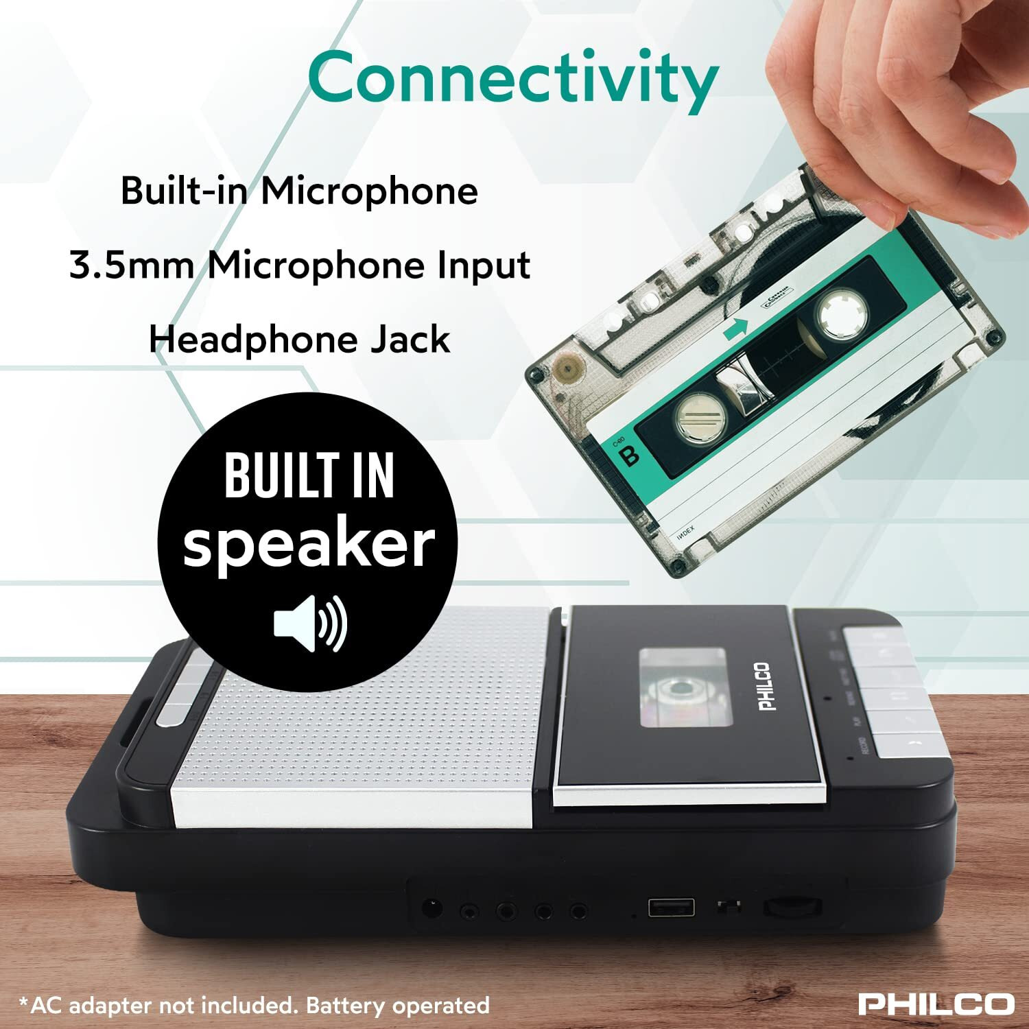 Philco Digital Cassette Recorder - Portable Tape Player, Recorder & Cassette To Mp3 Converter