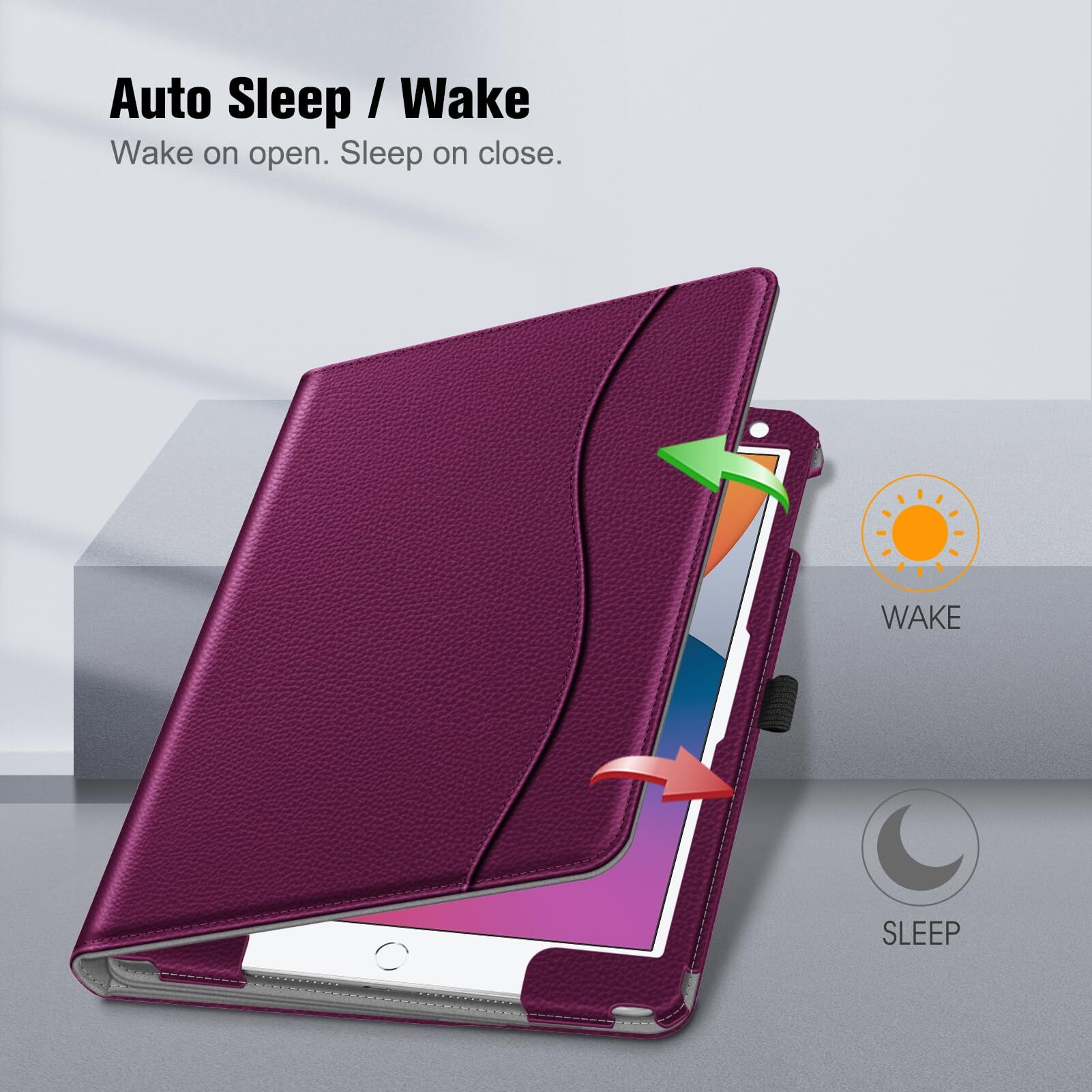 Fintie Case For Ipad 9Th / 8Th / 7Th Generation (2021/2020/2019) 10.2 Inch - [Corner Protection] Multi-Angle Viewing Stand Cover With Pocket & Pencil Holder, Auto Sleep Wake, Purple