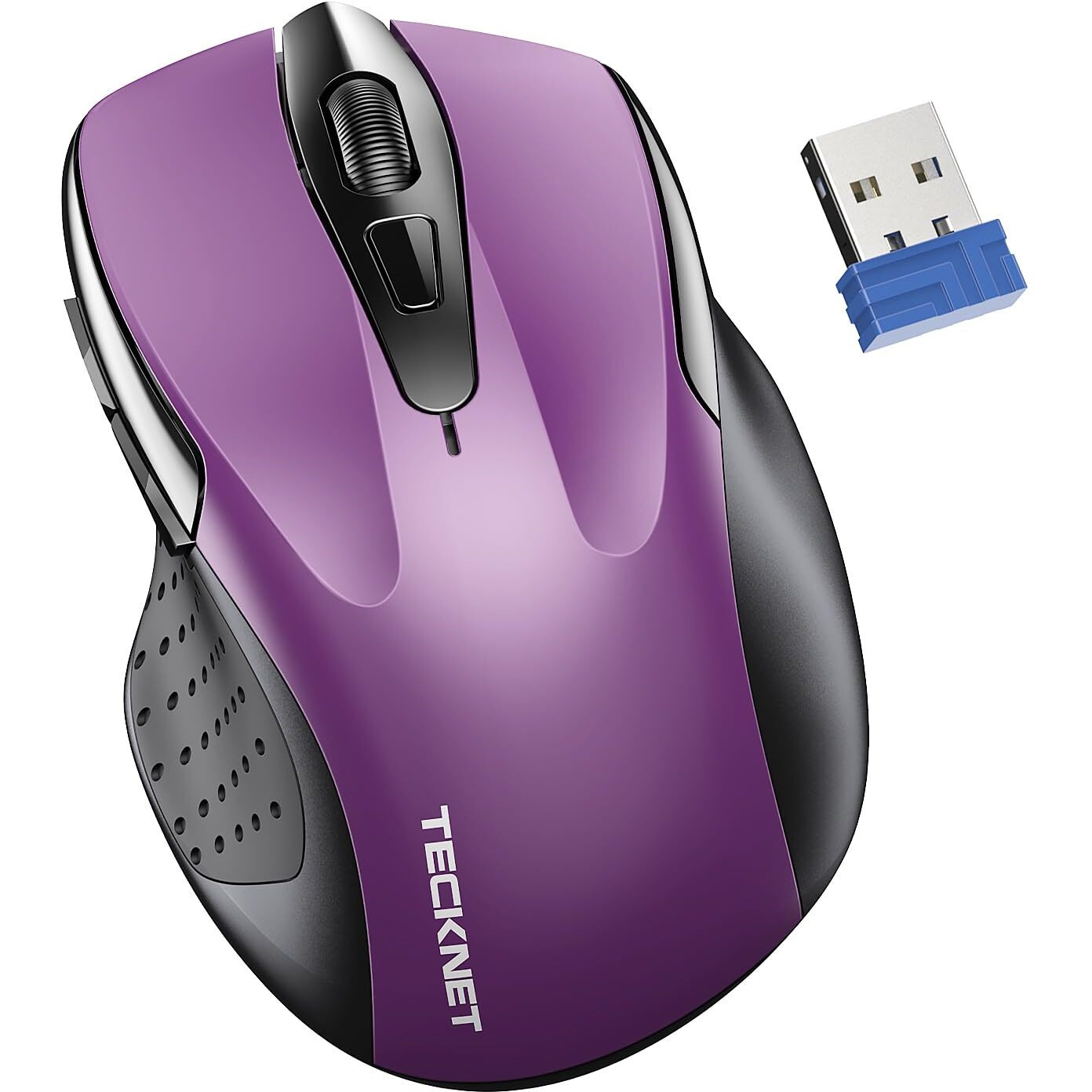 Tecknet Wireless Mouse For Laptop, Silent Mouse Quiet Click, 2.4G Usb Optical Mouse For Computer, 6 Adjustable 4000 Dpi Computer Mice - Purple