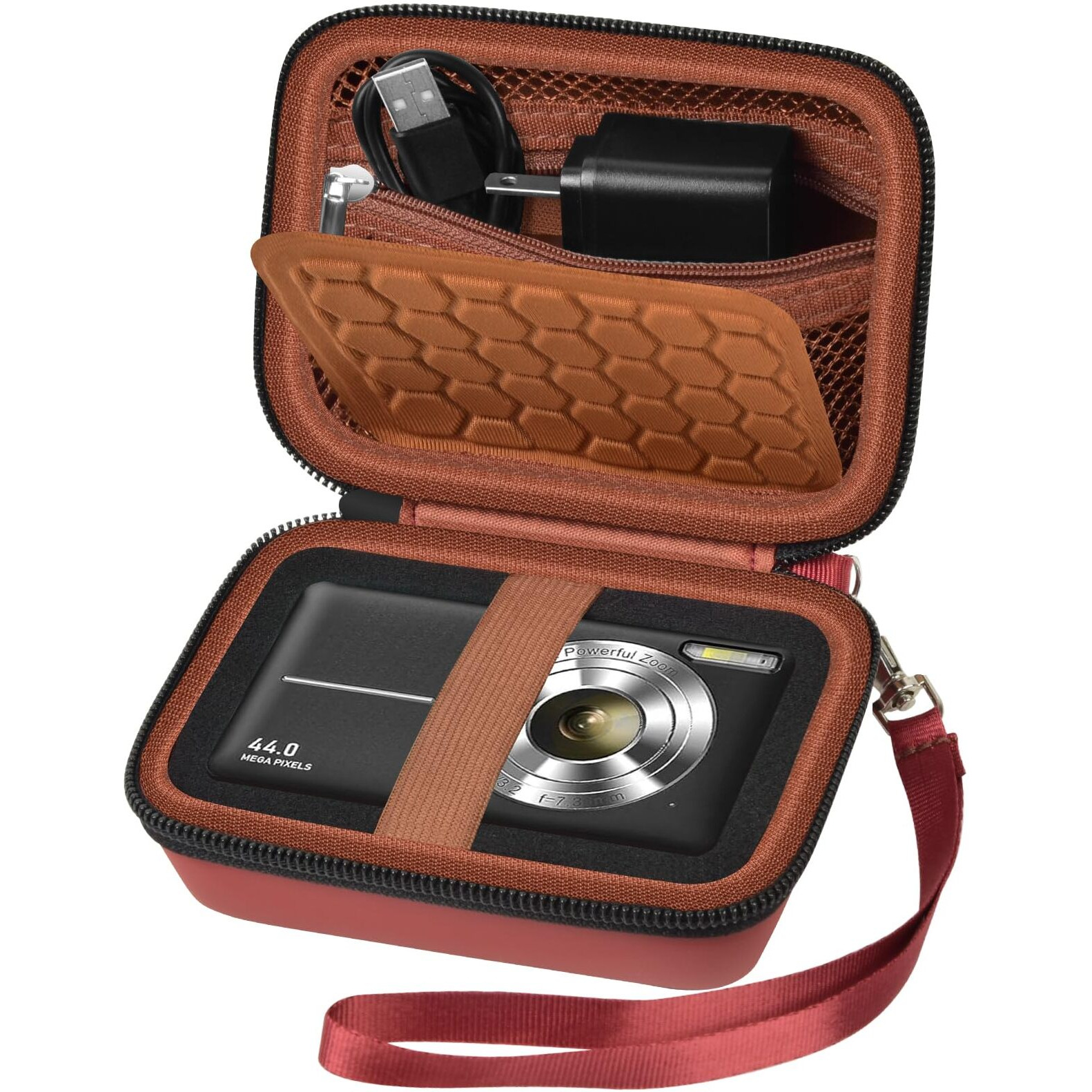 Carrying & Protective Case For Digital Camera, Abergbest 21 Mega Pixels 2.7&quot&quot Lcd Rechargeable Hd/Kodak Pixpro/Canon Powershot Elph 180/190 / Sony Dscw800 / Dscw830 Cameras For Travel - Brown