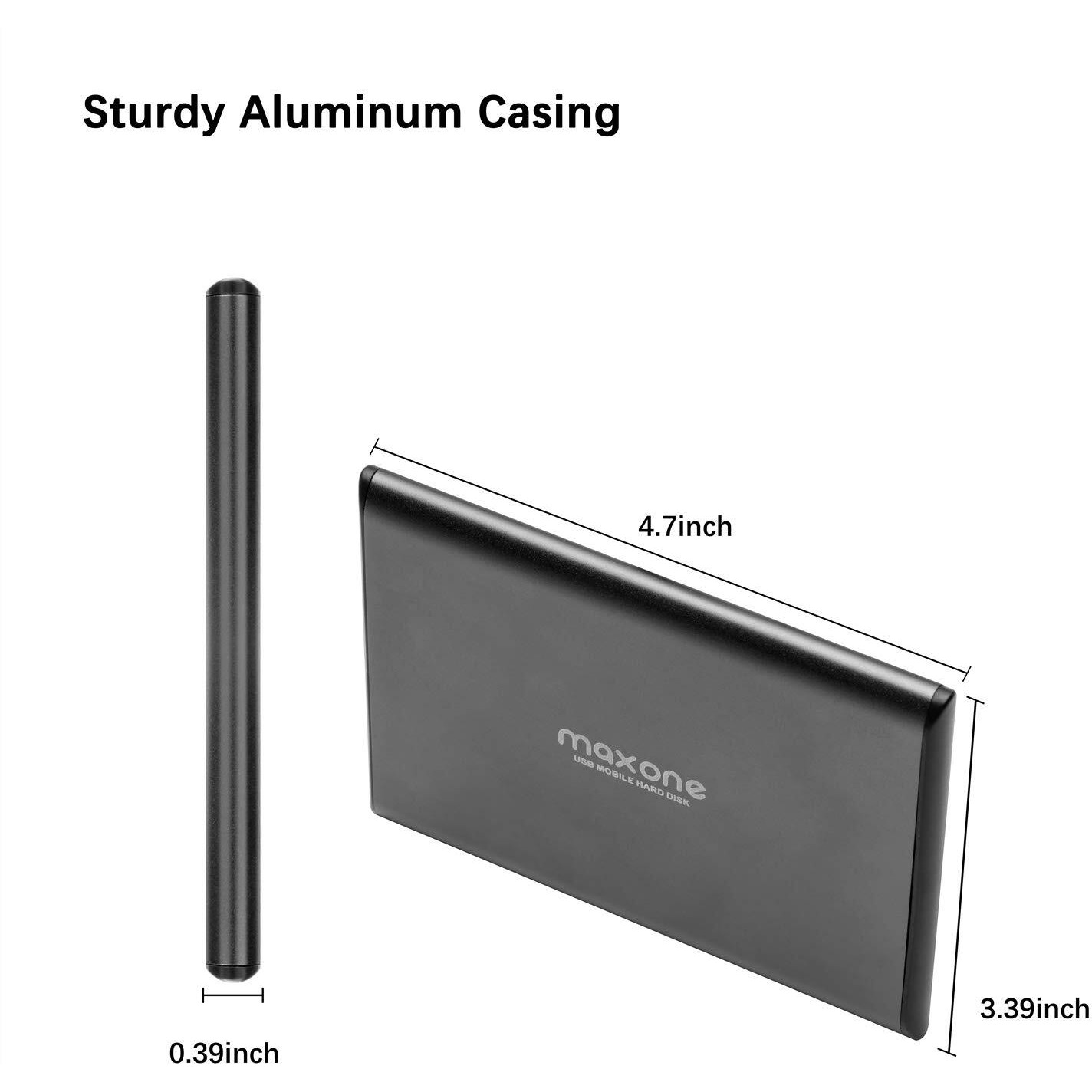Maxone 160Gb External Hard Drive Portable 2.5'' Ultra Slim Hdd Storage Usb 3.0 For Pc, Mac, Laptop, Chromebook - Charcoal Grey