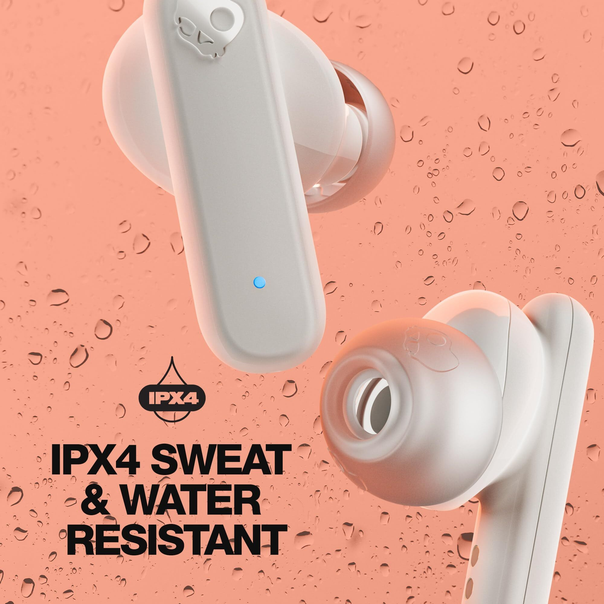 Skullcandy Smokin' Buds In-Ear Wireless Earbuds, 20 Hr Battery, 50% Renewable Plastics, Microphone, Works With Iphone Android And Bluetooth Devices - Bone/Orange Glow