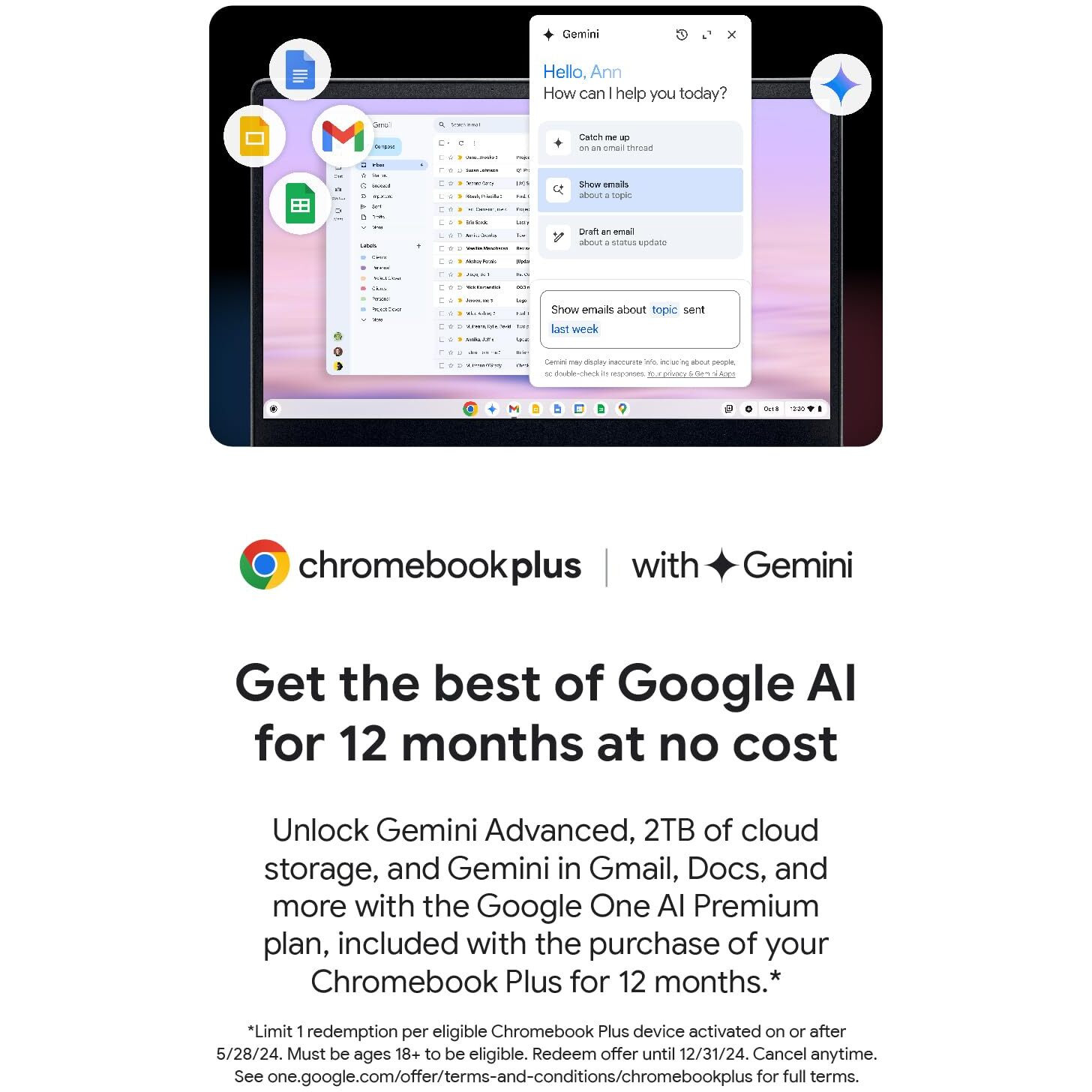 Acer Chromebook Plus 514 Laptop With Google Ai - 14"" Full Hd 1920 X 1080 Ips Touch Display | Intel Core I3-N305 | 8Gb Lpddr5 | 128Gb Ssd | Wi-Fi 6E | Fhd Camera | Chrome Os | Cb514-4Ht-375Z