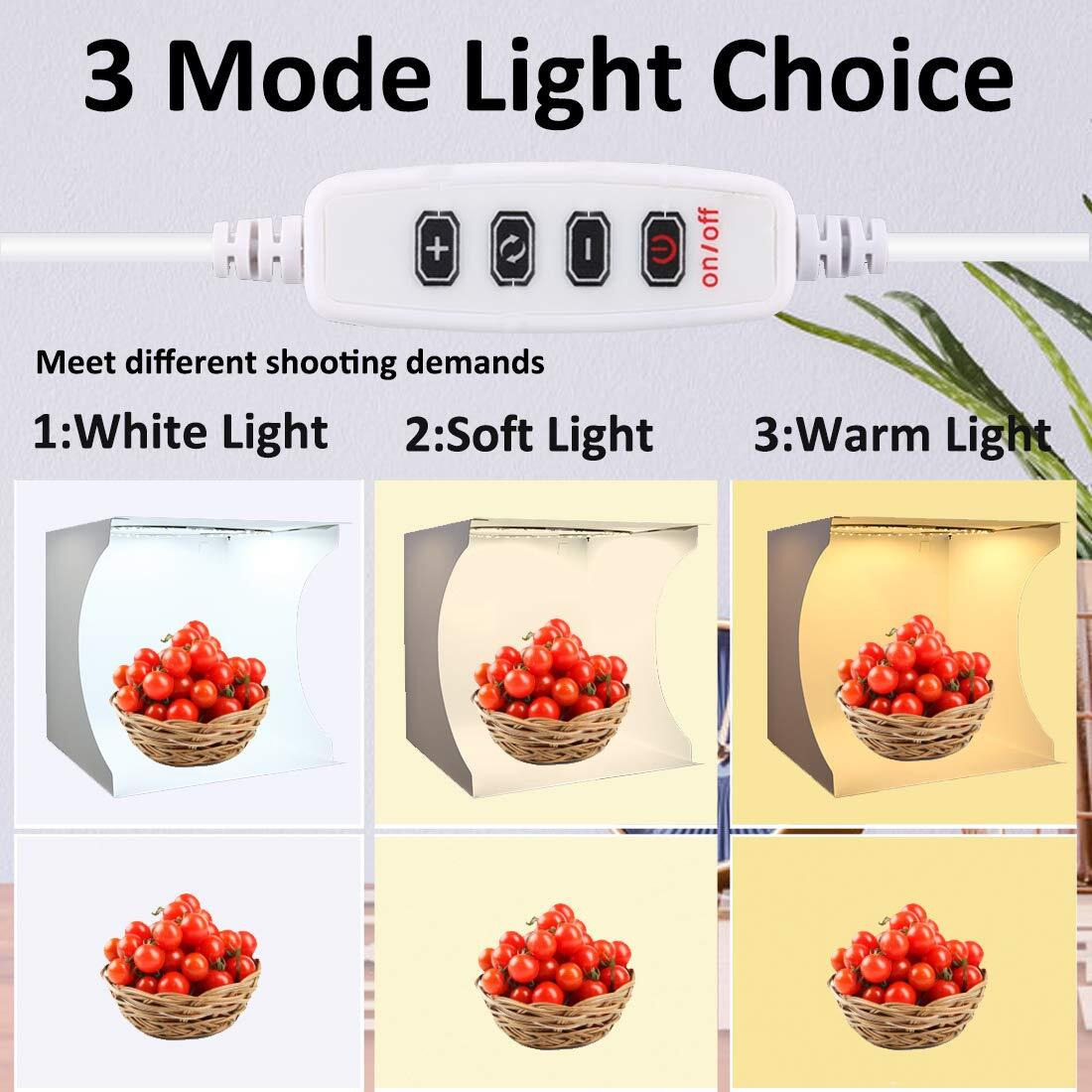 Photo Studio Light Box Kit, 12Inch X 12Inch Photography Adjustable Light Box With 80Pcs Smd Led Beads, Portable Photo Shooting Tent With White Light Warm Light And 6 Color Background