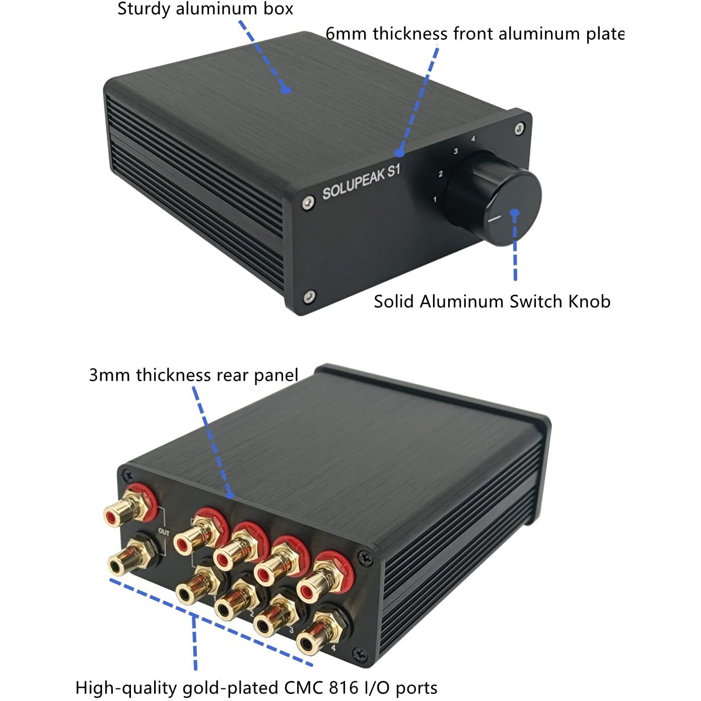 Solupeak Rca Switch Stereo 4 In 1 Out Audio Signal Source Switcher Hifi Input Selector Splitter Box S1