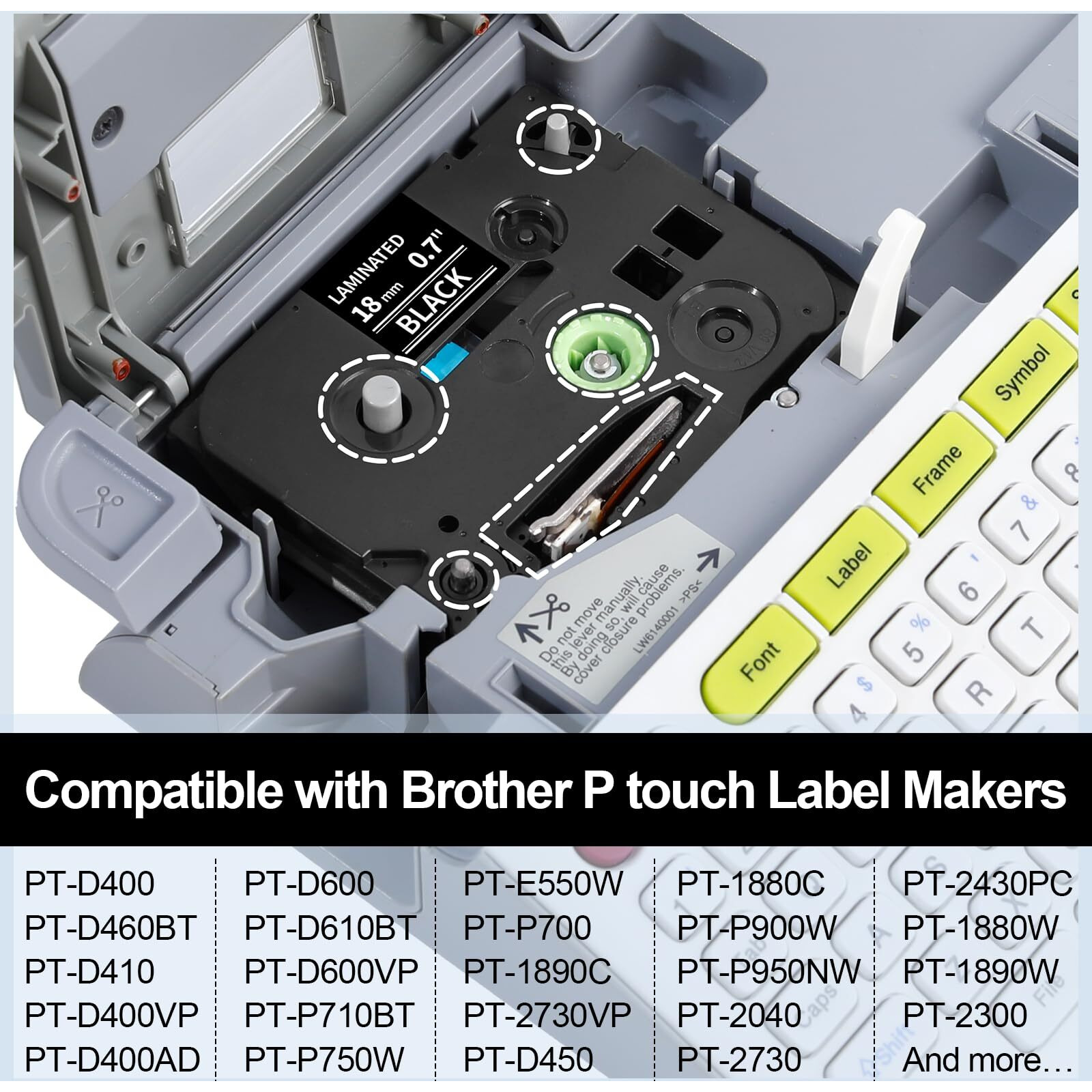 Labelife 18Mm Black Label Tape Tze-345 Replacement For Brother P Touch Label Tape 18Mm 0.7 Laminated White On Black Tze Tz Tape Tze345 For Brother Pt-D400 Pt-D410 Pt-D600 Pt-D610Bt Label Maker, 4-Pack