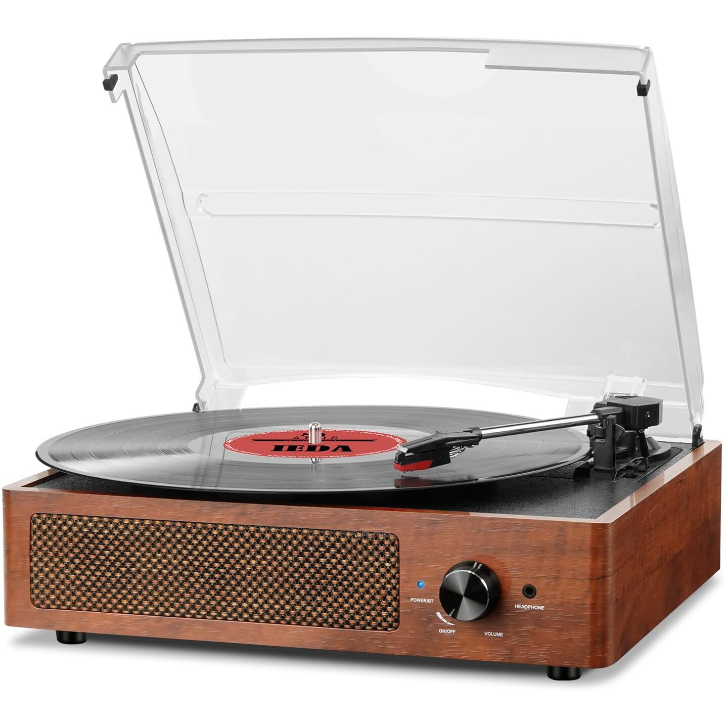 Vinyl Record Player Turntable With Built-In Bluetooth Receiver & 2 Stereo Speakers, 3 Speed 3 Size Portable Retro Record Player For Entertainment And Home Decoration(Orange)