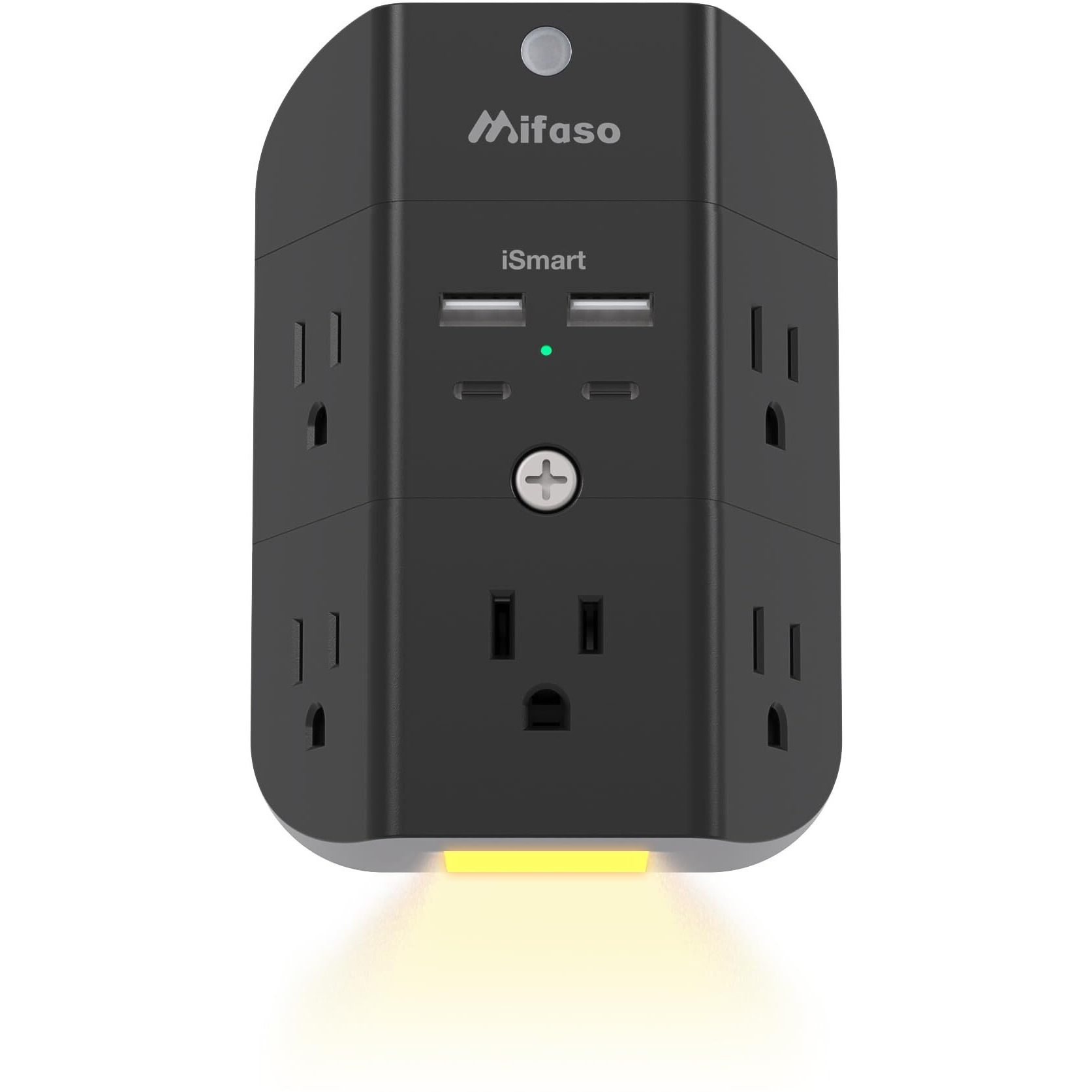 Surge Protector Outlet Extender With Night Light, 5-Outlet Splitter And 4 Usb Ports (2 Usb C Charger), Multi Plug Wall Outlet For Home, Dorm Room Essentials