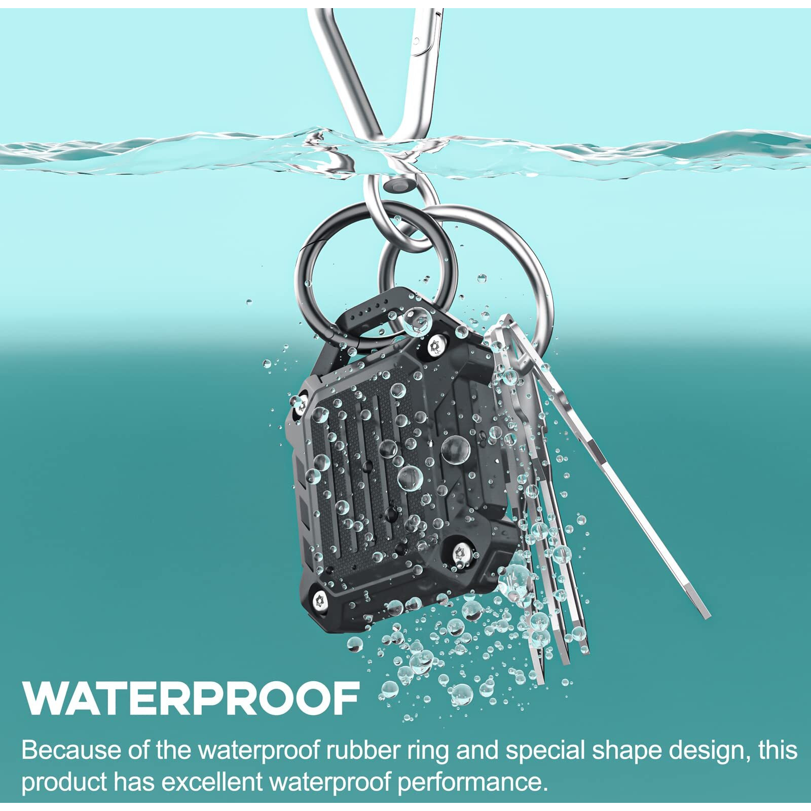 Jeanue-Waterproof Airtag Holder Keychain Case,Compatible Apple Air Tag Tracker With Key Ring,[Ultra-Durable][Full-Cover][Screw-Closed] For Keys/Dog Collar/Luggage (Black 4Pack)
