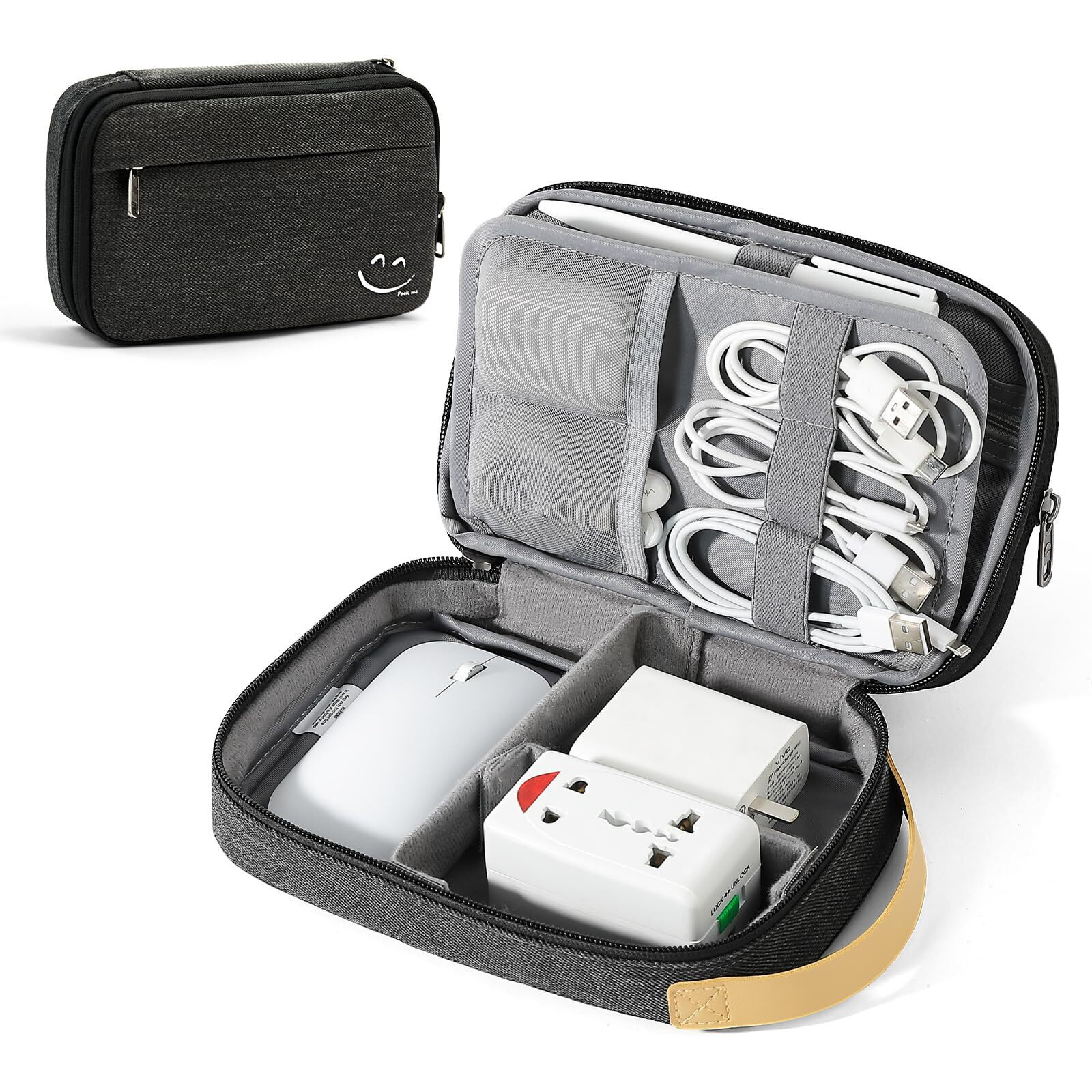 Travelkin Cord Organizer Travel, Electronic Organizer Travel Case, Cable Organizer Bag For Cords,Chargers Phone, Sd Card,Usbs (Black)