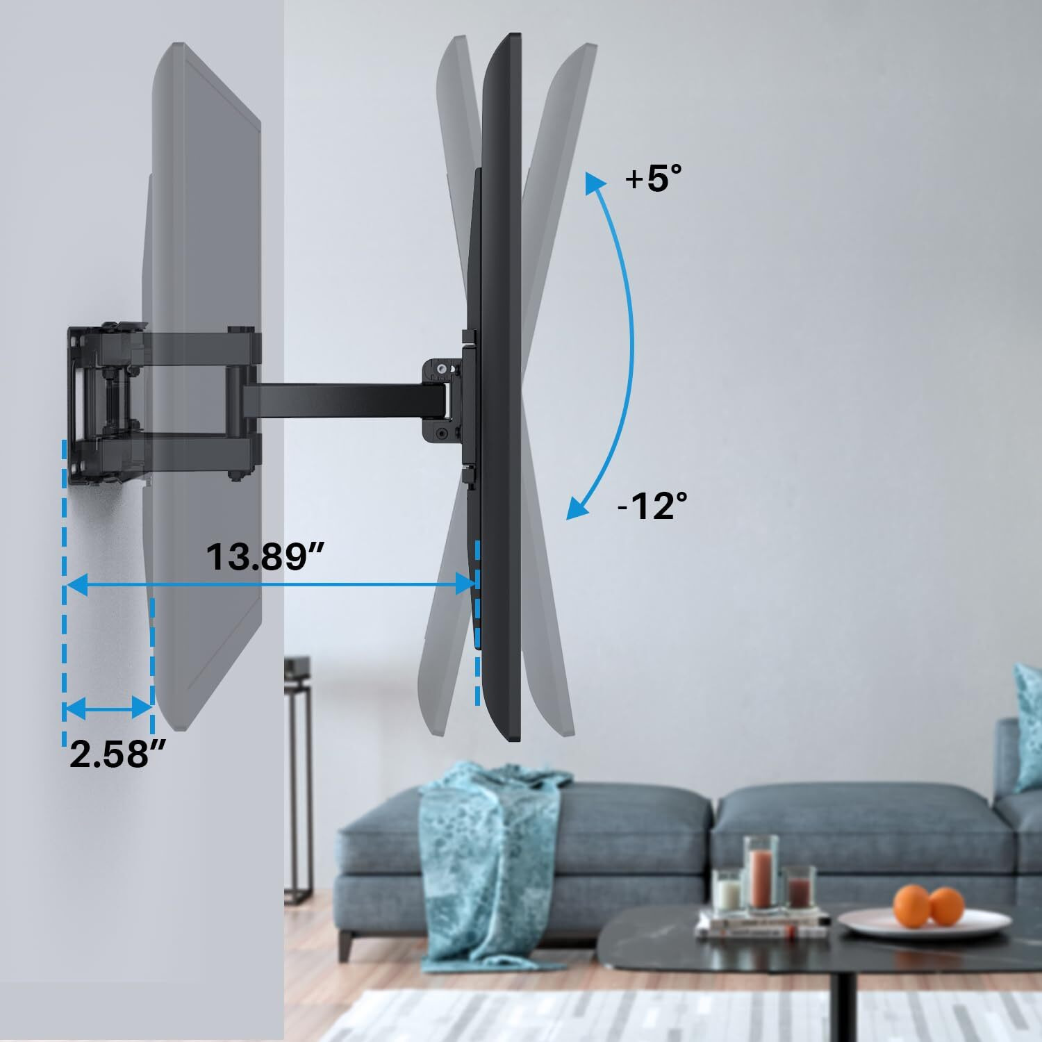 Usx Star Ul Listed Full Motion Tv Wall Mount Bracket For Most 32-70 Inch Tvs, Swivel Extend Tilting Tv Mount, Max Vesa 400X400Mm, Holds Up To 99 Lbs & 16"" Wood Studs With Hole Drilling Template