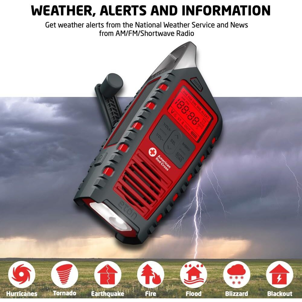 Eton American Red Cross Adventure Series Odyssey- Multi-Powered All-Band Radio (Am/Fm/Noaa/Shortwave) With Bluetooth, Solar Powered, Battery Powered, Led Flashlight, Phone Charger