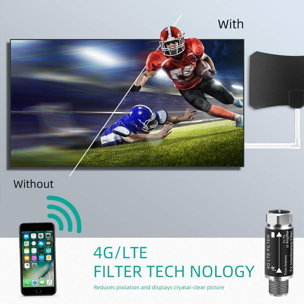 Lte Filter For Tv Antenna,Filters 4G 5G Lte Signal Reduces Interference From Cell Towers For Clear Digital Hd Tv Reception (Frequency Range 5-695Mhz)