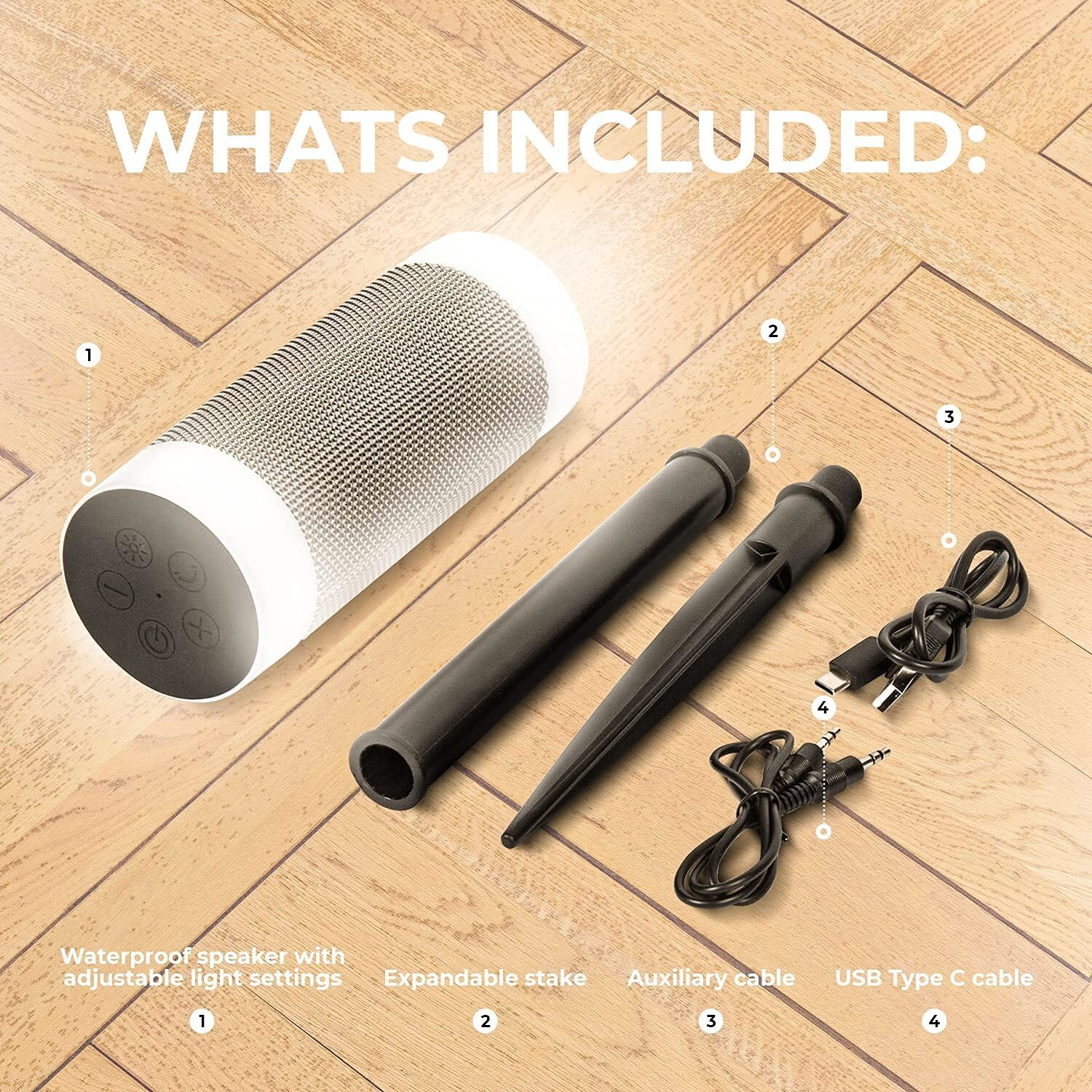 Ijoy Wireless Speaker With 10 Hour Playtime - Ip66 Waterproof, Dustproof, Weatherproof Light Up Bluetooth Tiki Speaker With Led Lights + Adjustable Stake Height For Use As Wireless Outdoor Speaker
